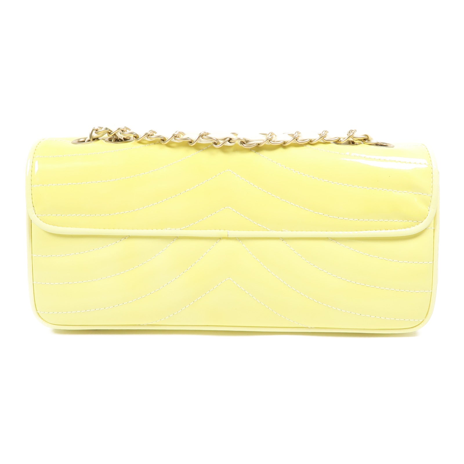 CHANEL 漆皮皮革Chain Shoulder金扣鏈帶肩背袋