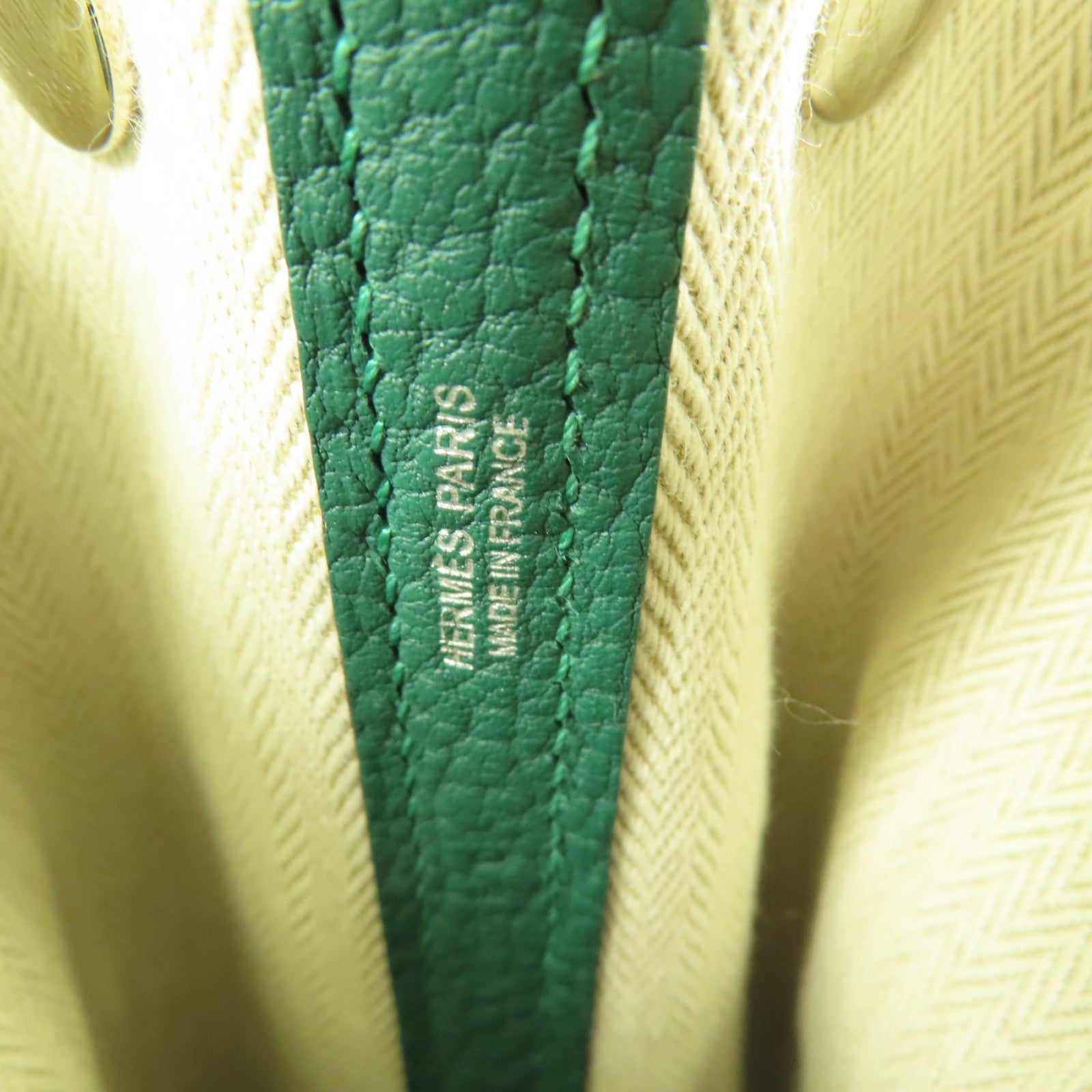 HERMES Negonda皮革Garden Party TPM銀扣手挽袋Malachite