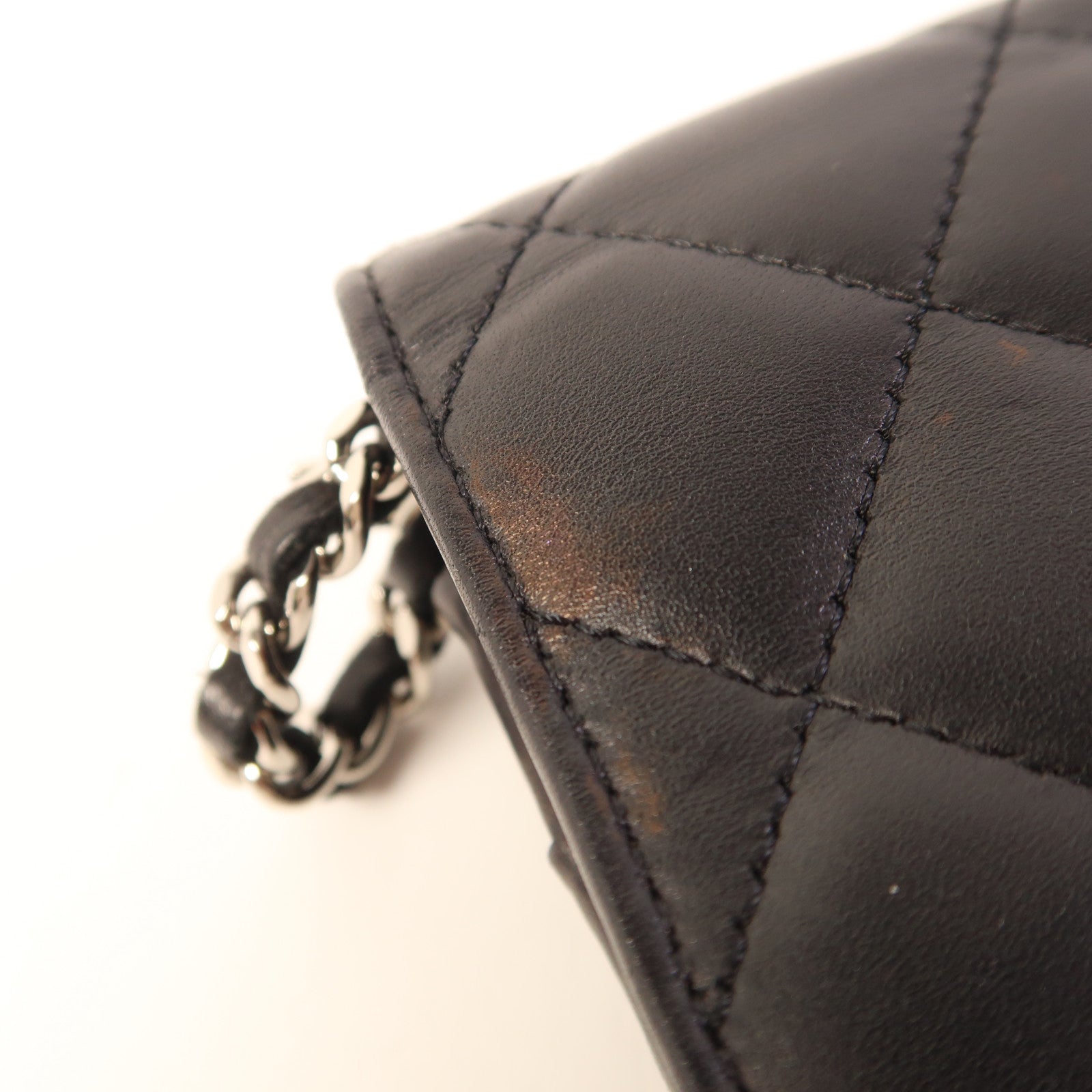 CHANEL 牛皮皮革WOC Wallet On Chain銀扣鏈帶肩背袋