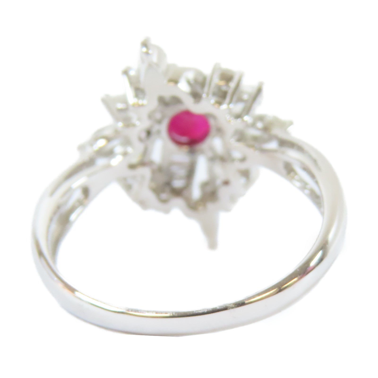 JEWELRY PT900白金Ring0.96ct鑽石/0.8ct紅寶石戒指US#8