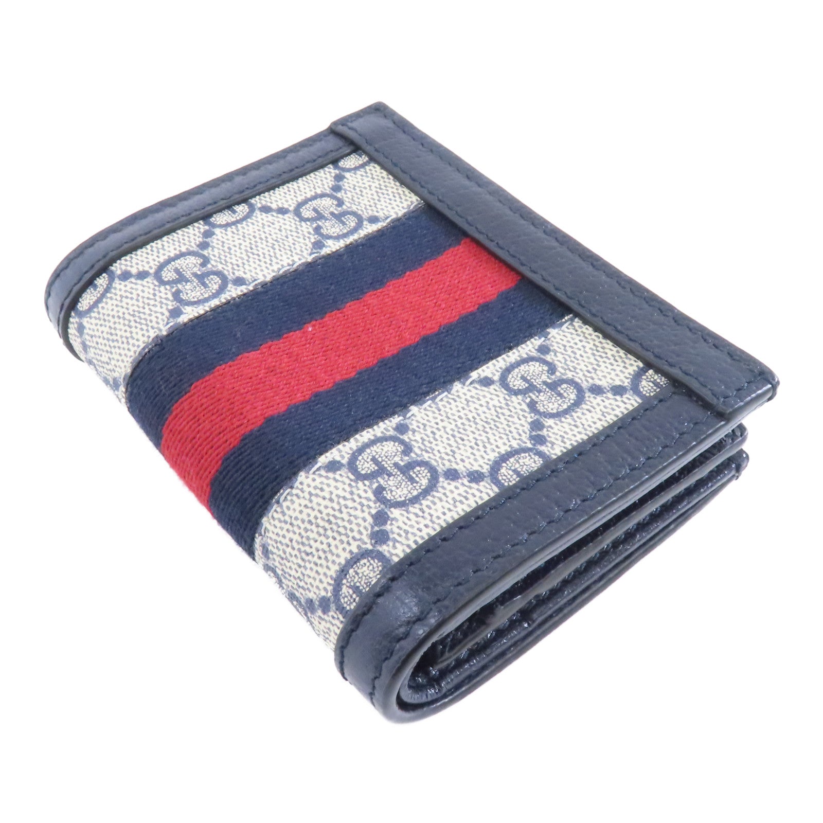 GUCCI 塗層帆布GG Surpreme Wallet銀扣錢包藍色/米色