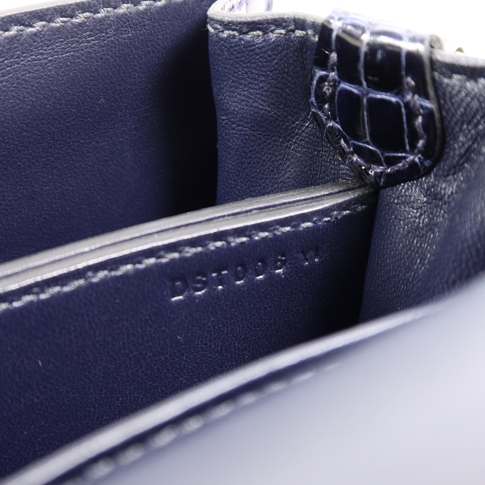 HERMES Alligator皮革Roulis Mini肩背袋Bleu Indigo
