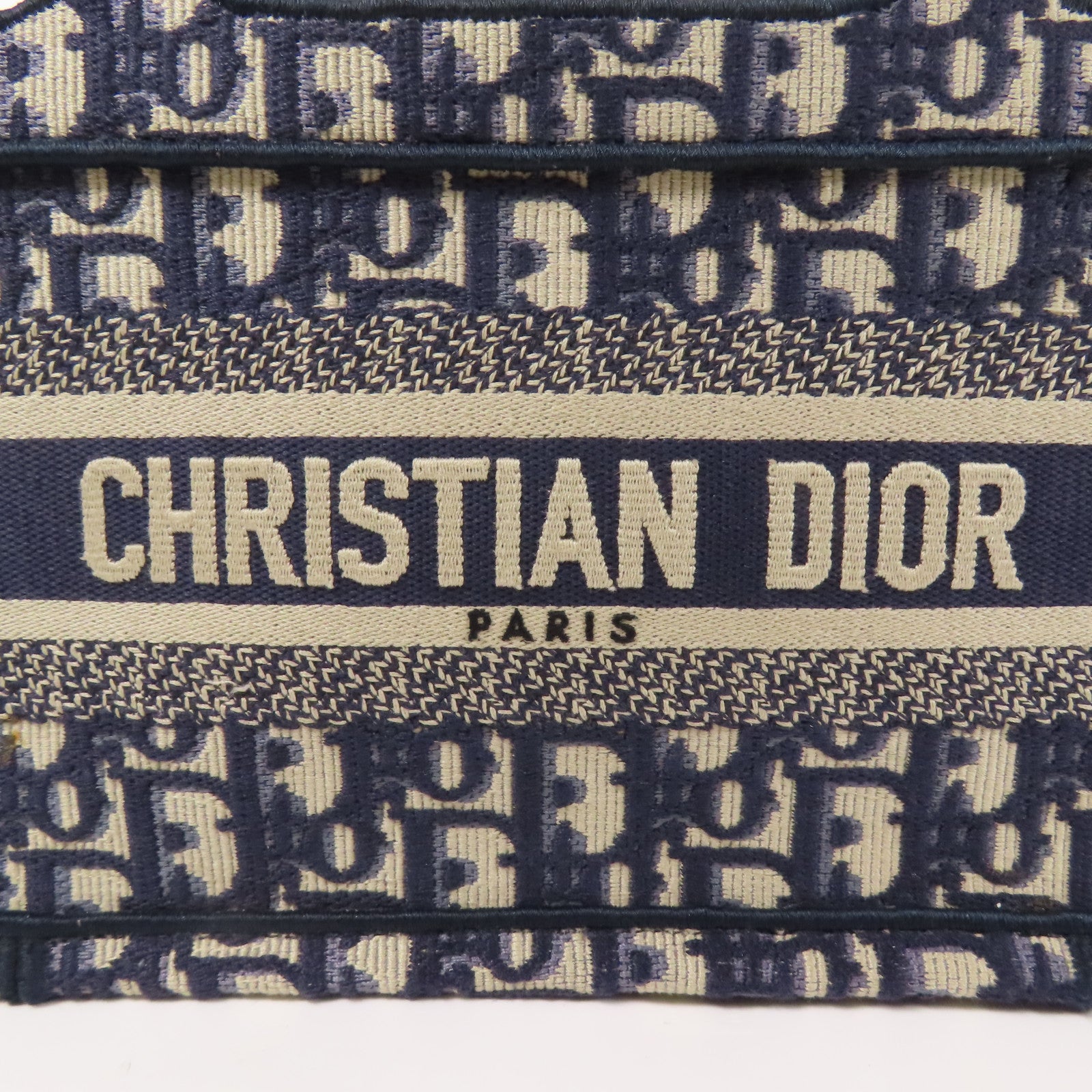 Dior CD Oblique Book Tote Mini Hand Bag Canvas Navy/Beige