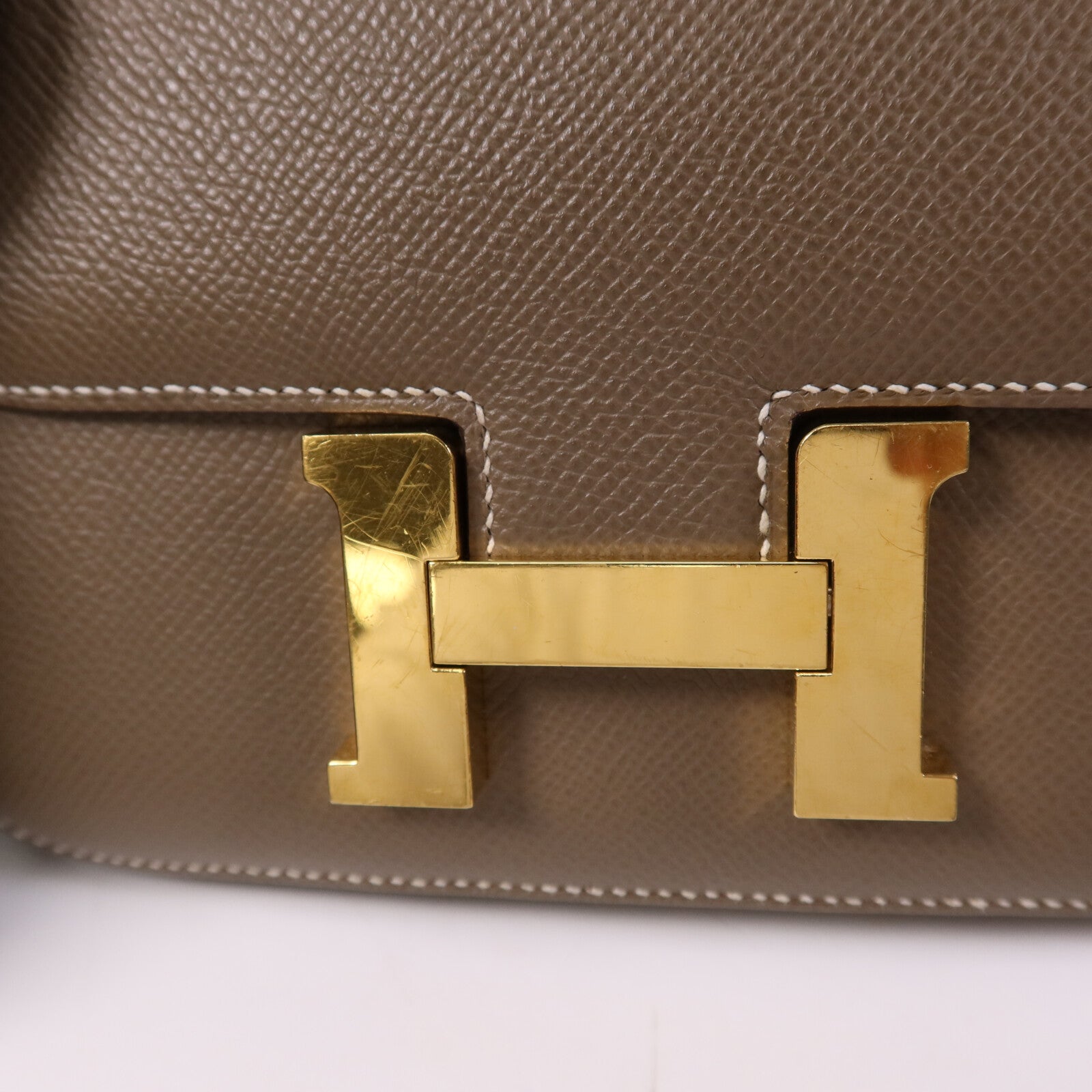 HERMES 【激減優惠】Epsom皮革Constance Mini金扣手挽肩背兩用袋Etoupe