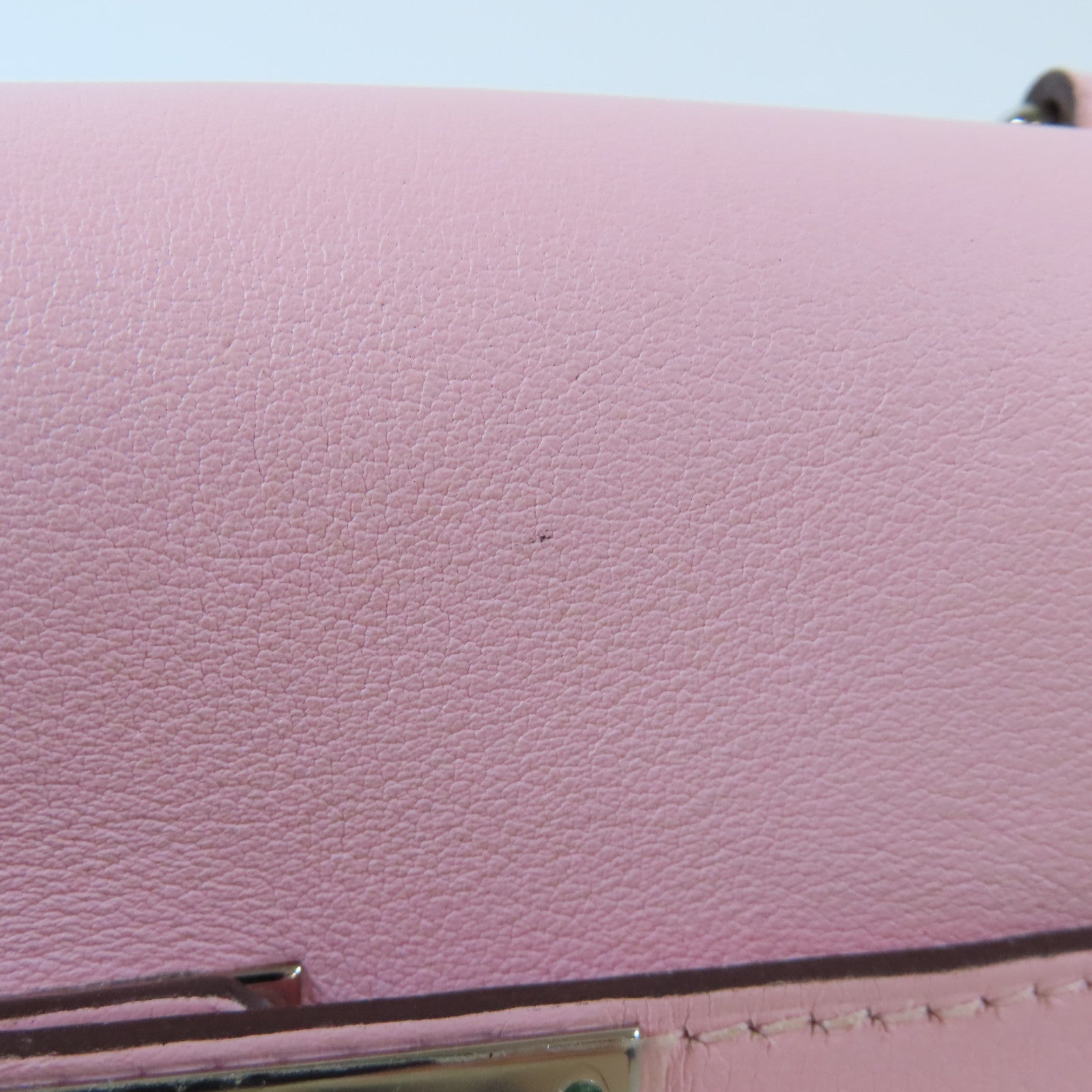 HERMES Swift皮革Mini Berline銀扣肩背袋Rose Sakura/櫻花粉