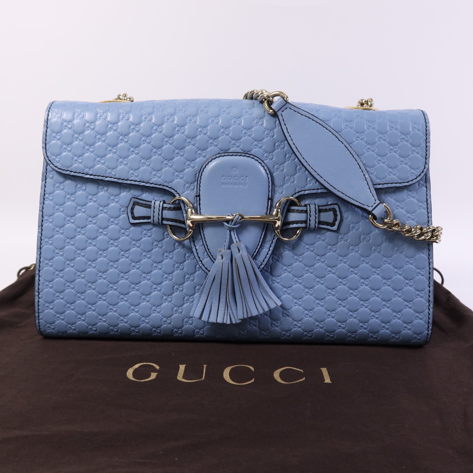 GUCCI 牛皮皮革Medium Emily金扣鏈帶肩背袋