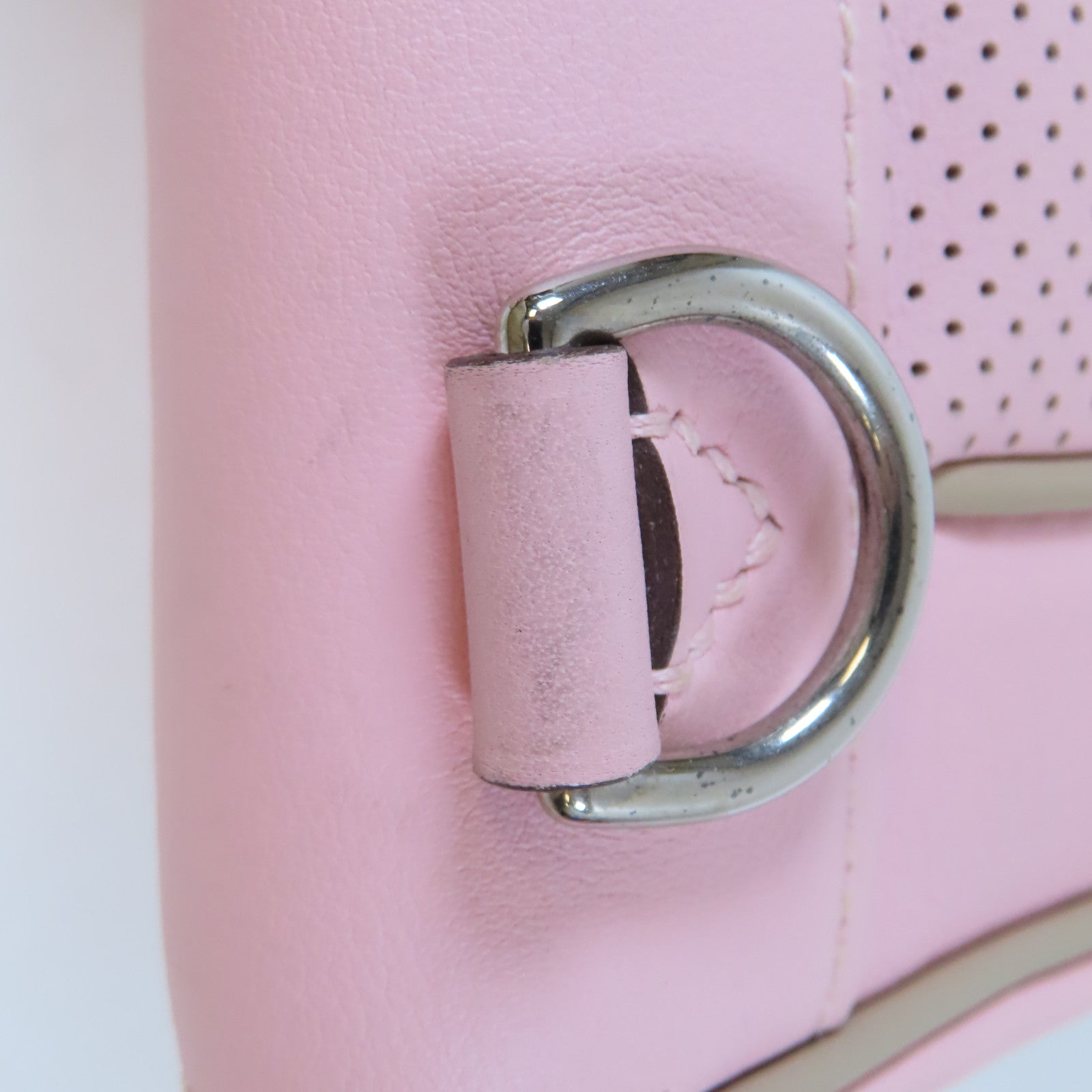 HERMES Swift皮革Mini Berline銀扣肩背袋Rose Sakura/櫻花粉