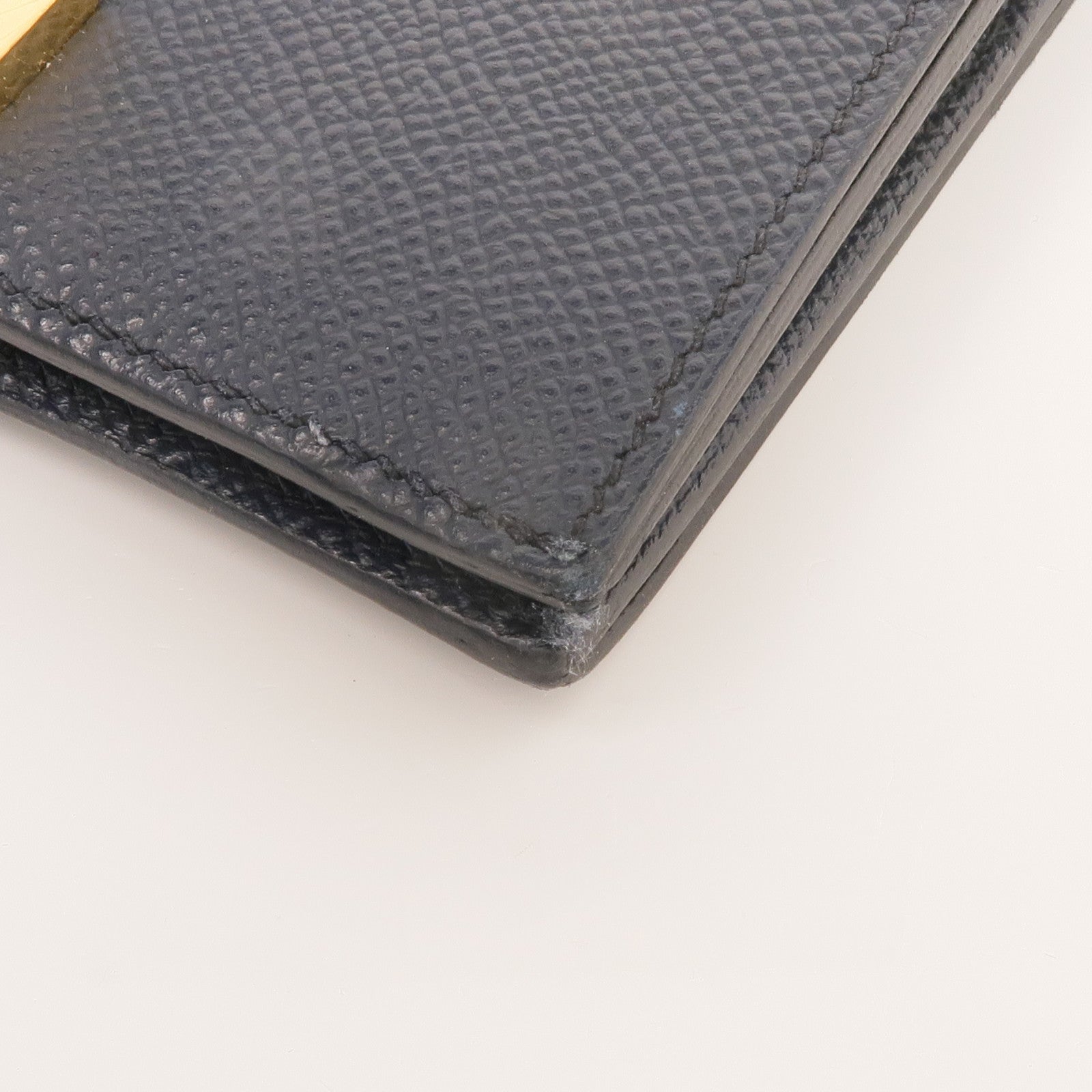 HERMES Epsom皮革Bearn Compact Wallet金扣錢包Bleu Nuit