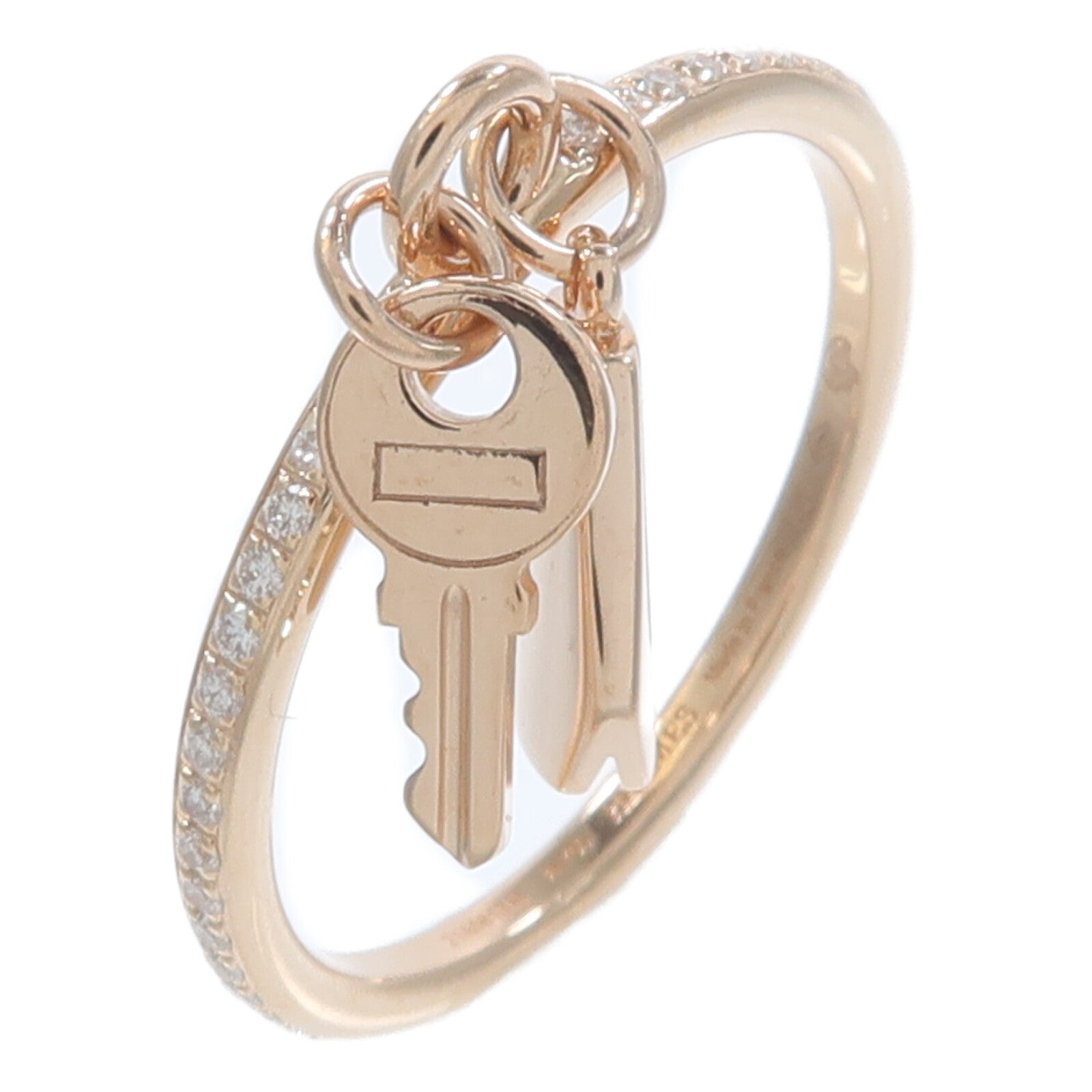 HERMES 18K玫瑰金Kelly Clochette Ring鑽石戒指