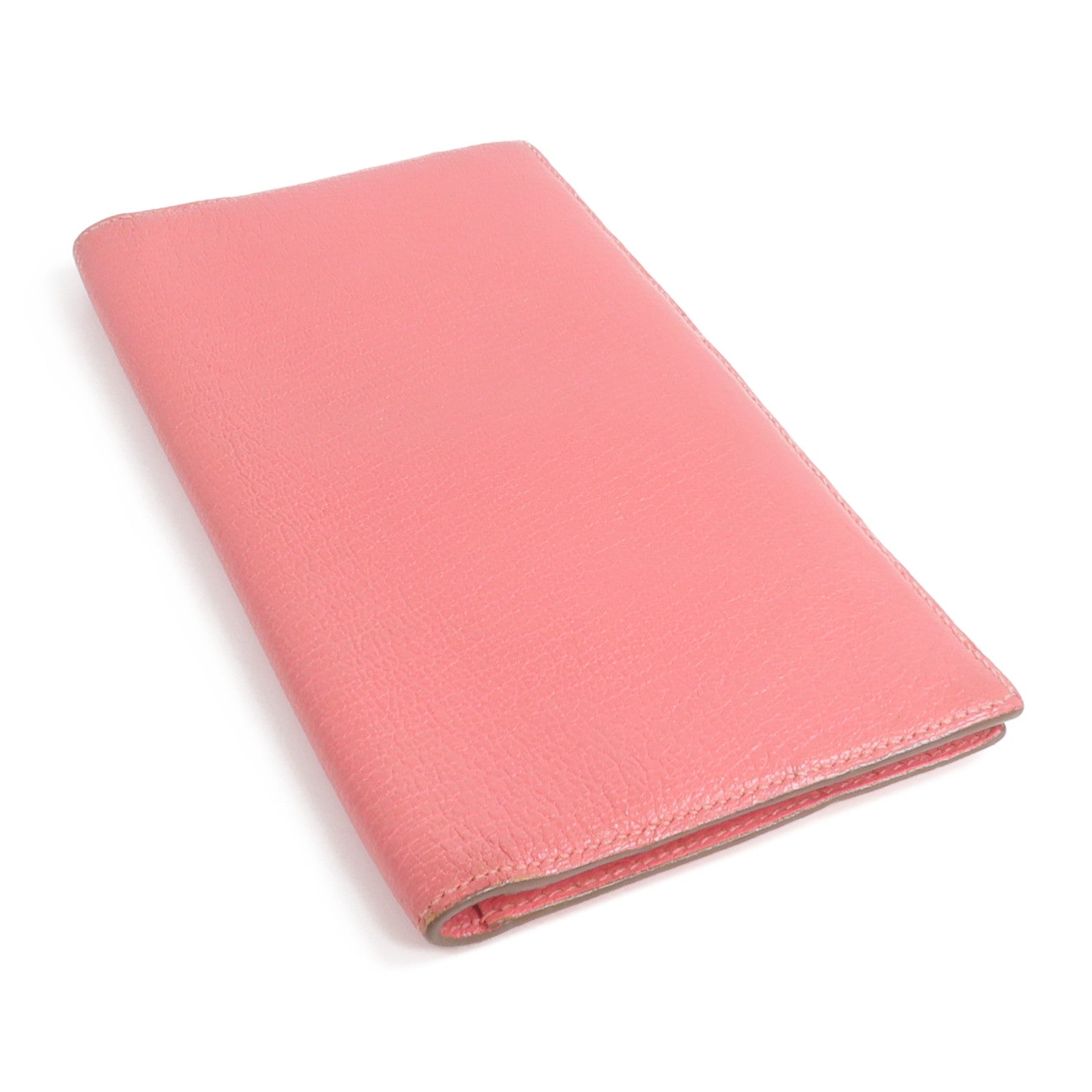 HERMES 山羊皮革Evelyne Long Wallet長錢包Rose Lipstick