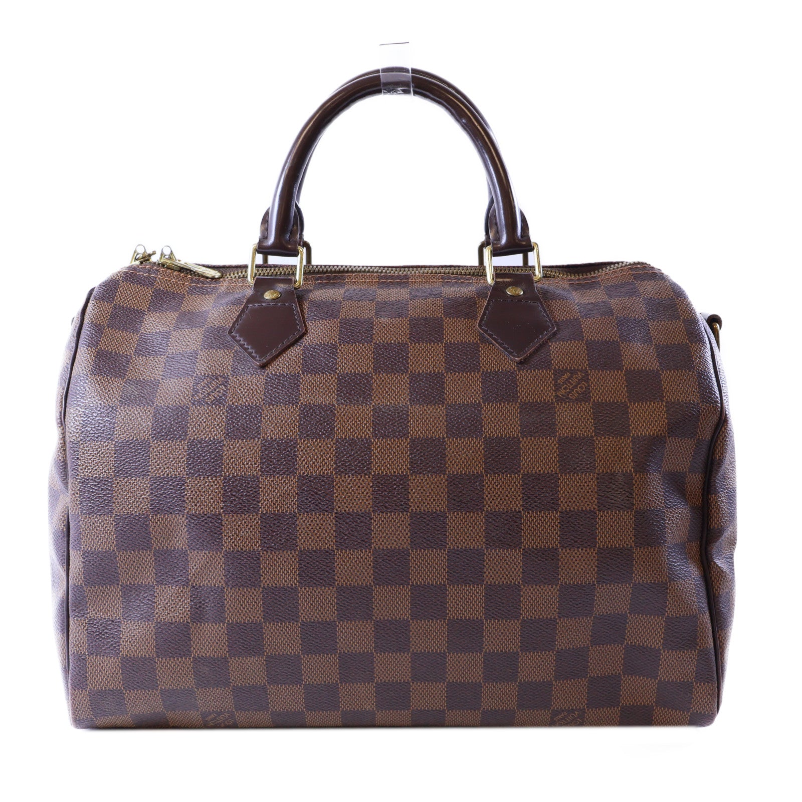 LOUIS VUITTON Damier Speedy 30金扣手挽袋棕色