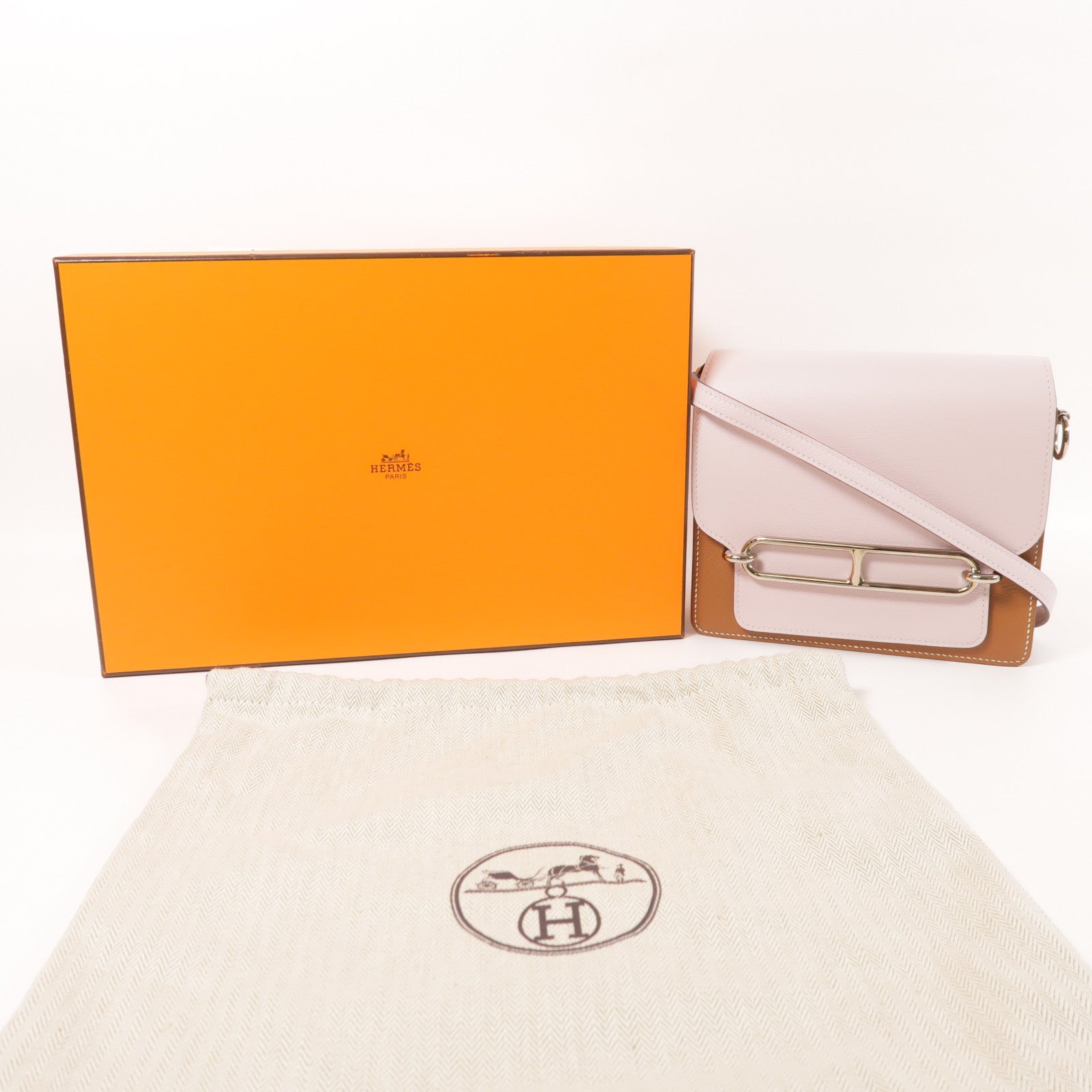 HERMES Evercolor皮革Roulis銀扣肩背袋