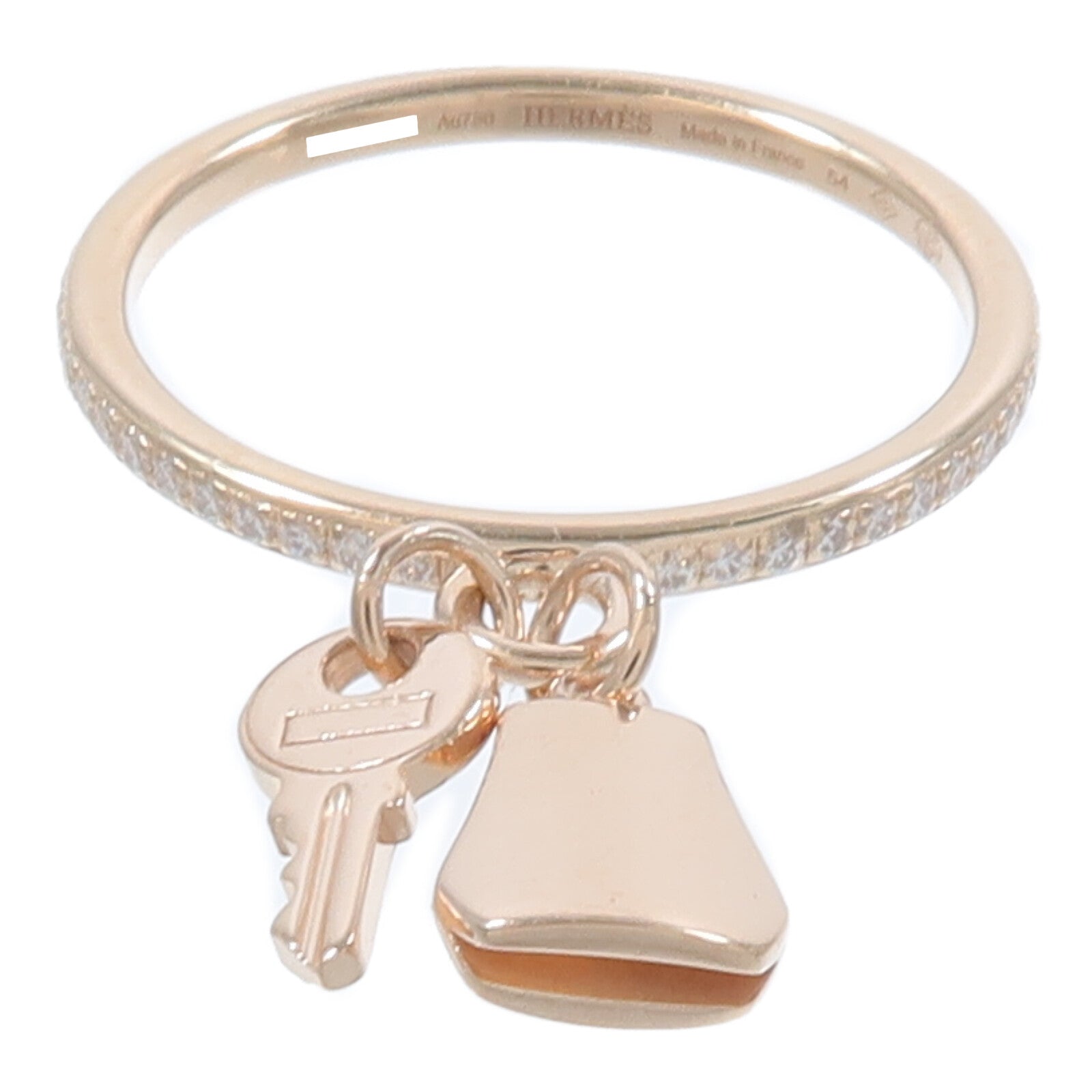 HERMES 18K玫瑰金Kelly Clochette Ring鑽石戒指
