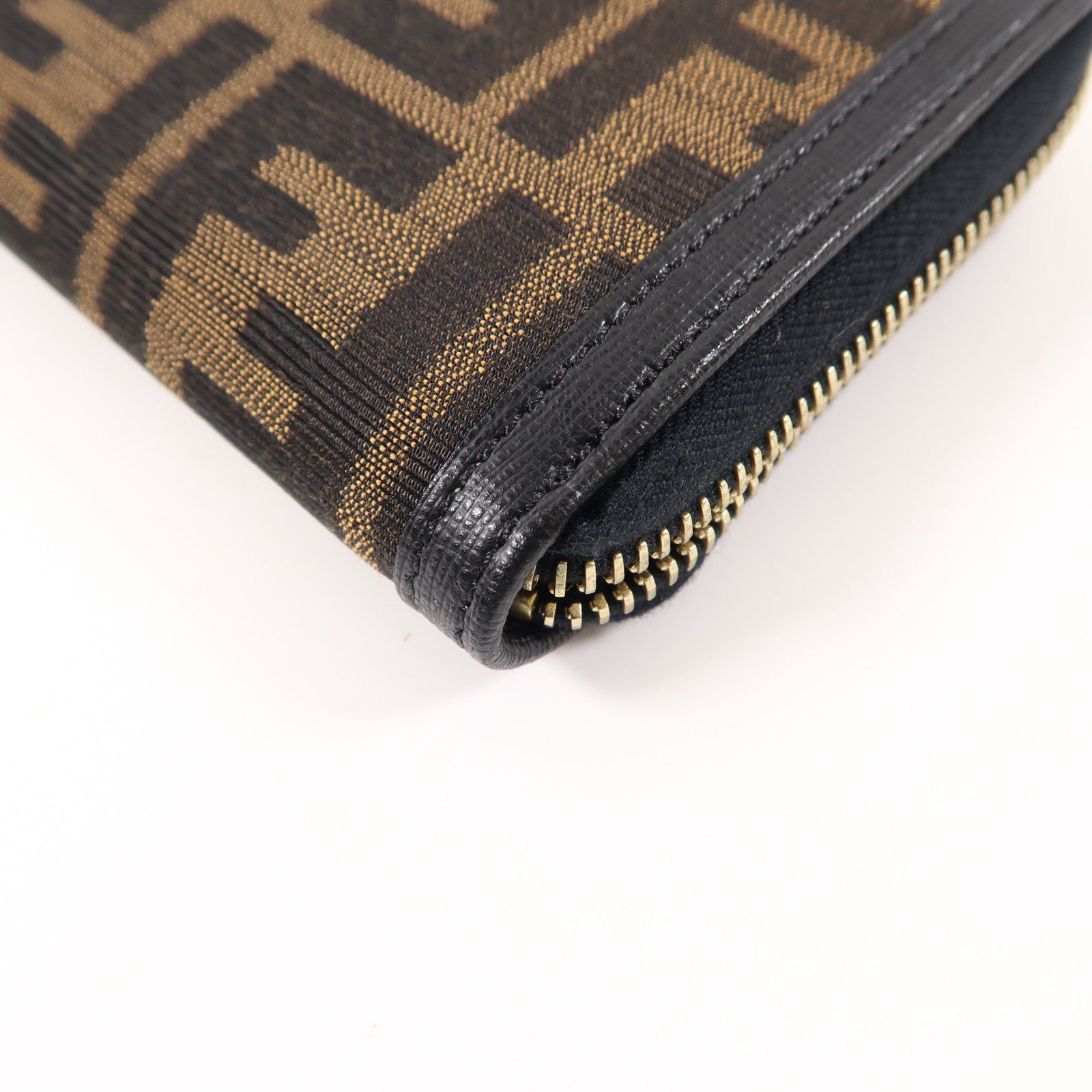 FENDI 帆布Long Round Zipper Wallet金扣長錢包啡色/黑色