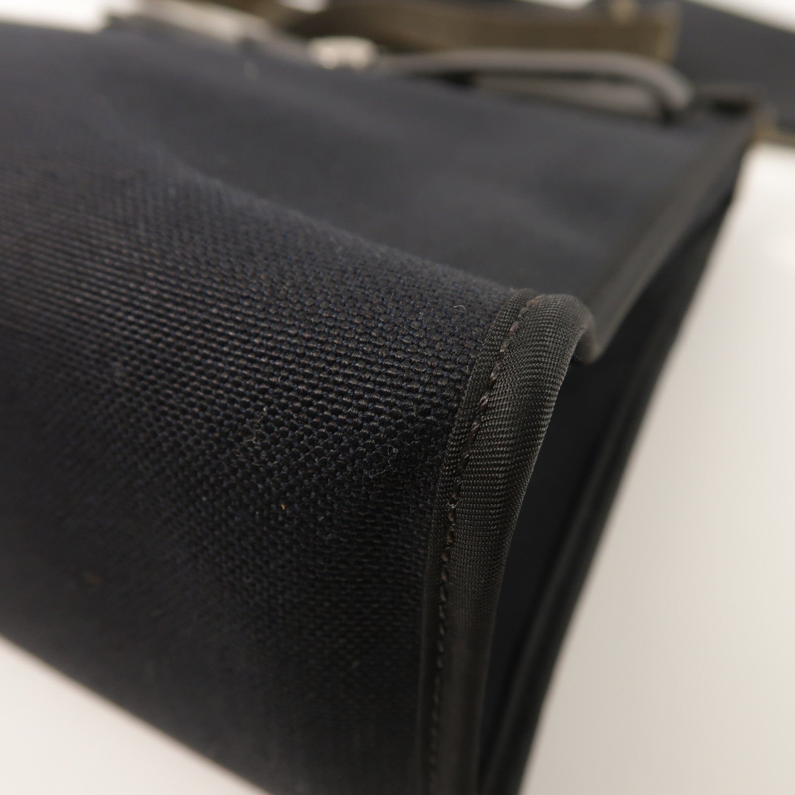 HERMES 帆布牛皮皮革Herbag PM銀扣手挽肩背兩用袋Noir