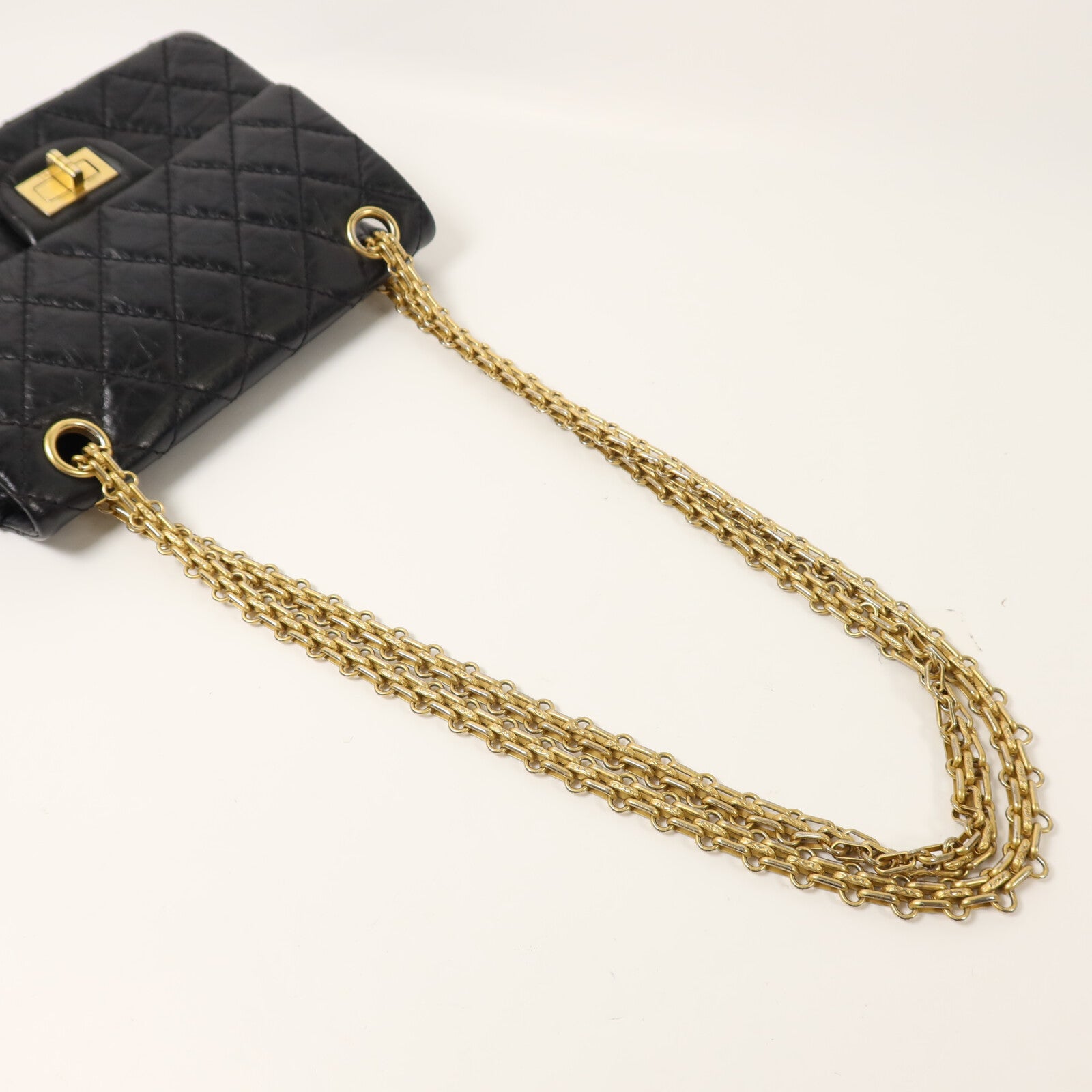 CHANEL 牛皮皮革2.55 Mini鏈帶手挽肩背兩用袋