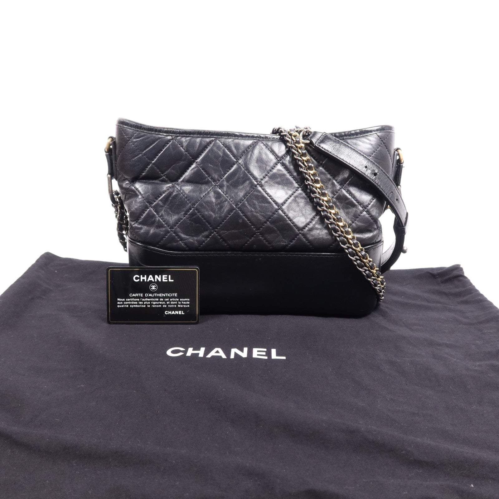 CHANEL 牛皮皮革Gabrielle Medium鏈帶肩背袋