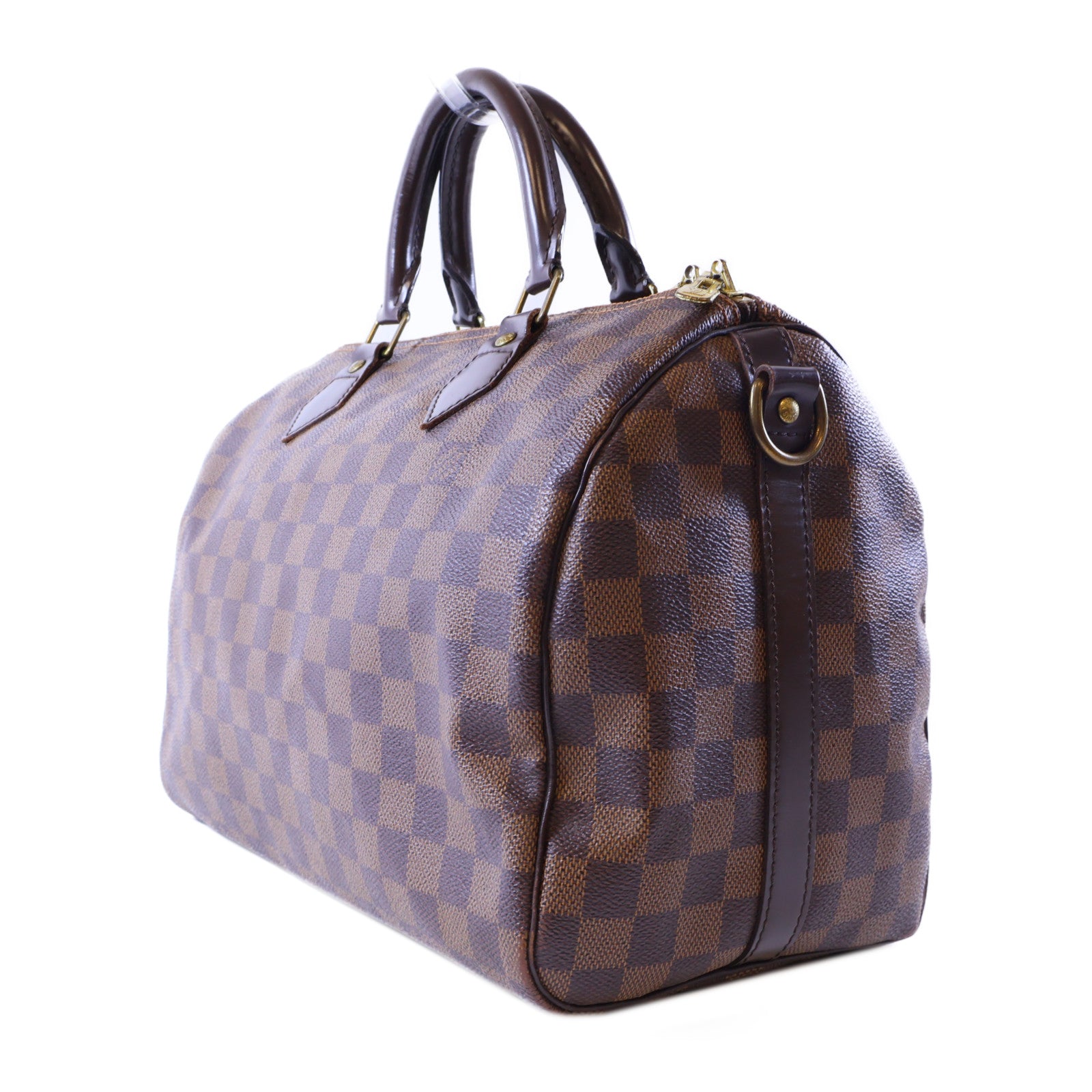LOUIS VUITTON Damier Speedy 30金扣手挽袋棕色