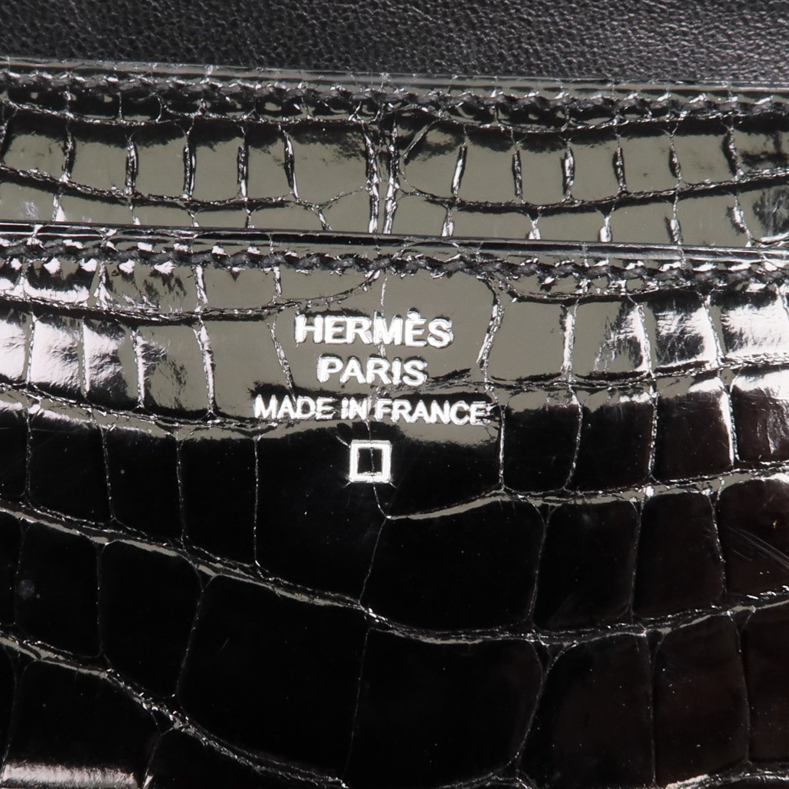 HERMES 【激減優惠】Alligator皮革Constance Long Wallet銀扣長錢包Noir
