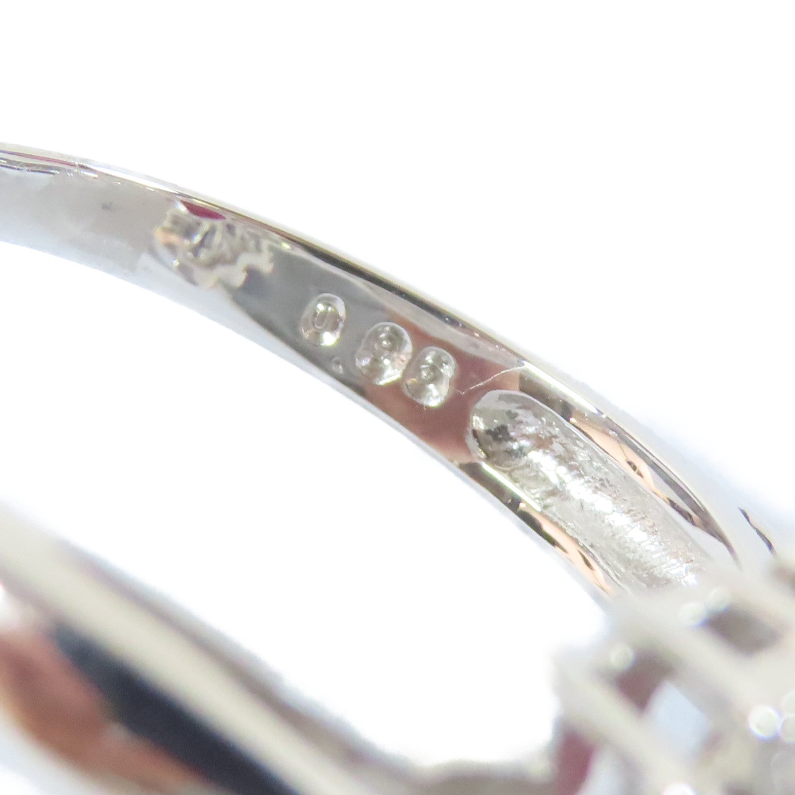 JEWELRY PT900白金Ring0.96ct鑽石/0.8ct紅寶石戒指US#8