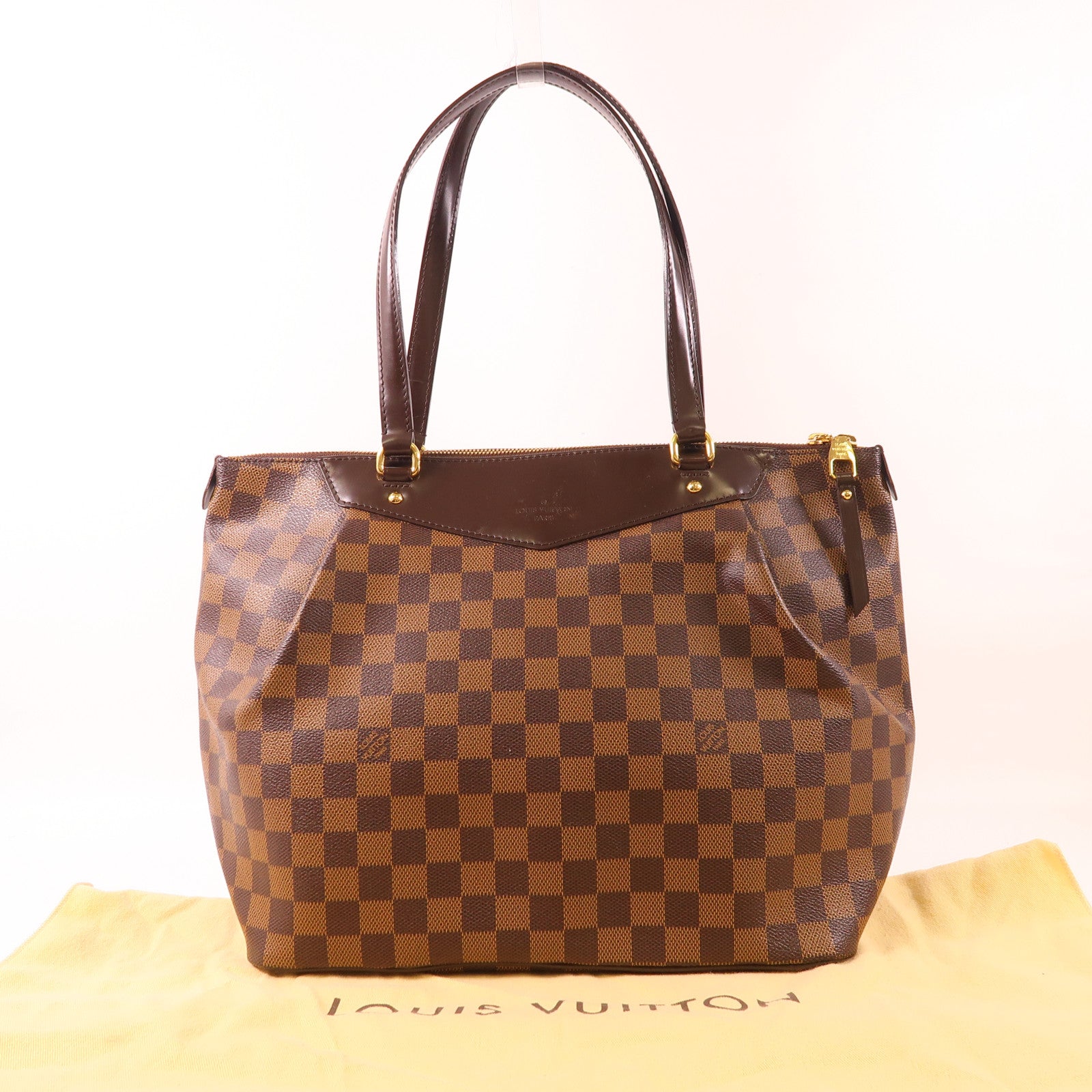 LOUIS VUITTON Damier Westminster GM金扣肩背袋棕色