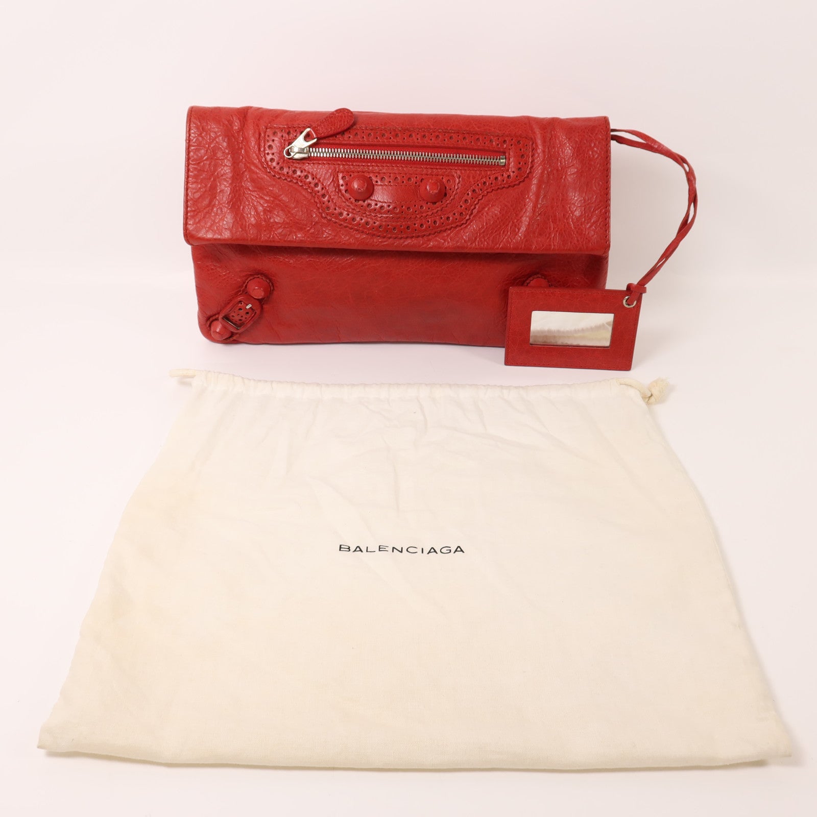 BALENCIAGA 牛皮皮革Clutch銀扣手拿包