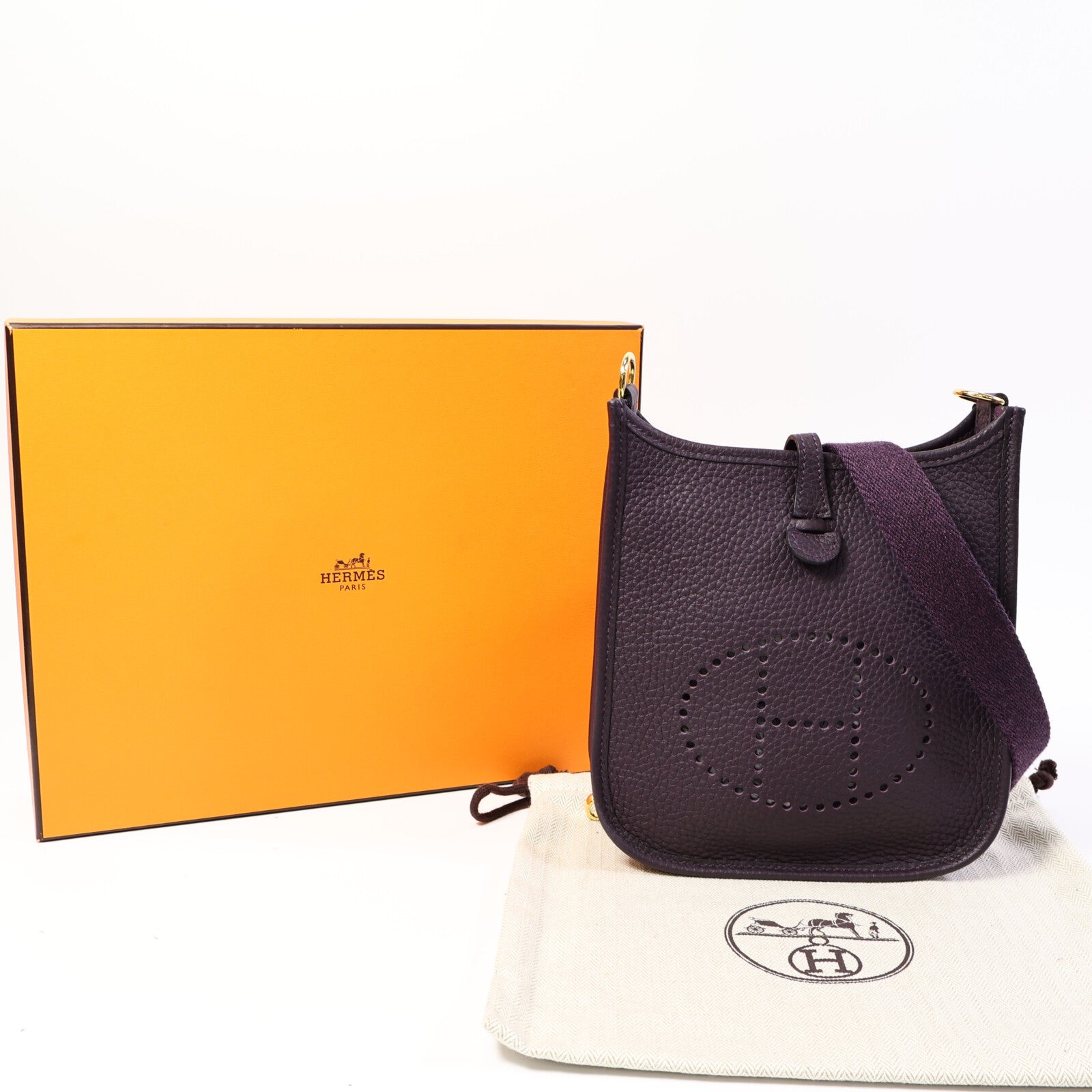 HERMES Clemence皮革Evelyne TPM肩背袋Raisin