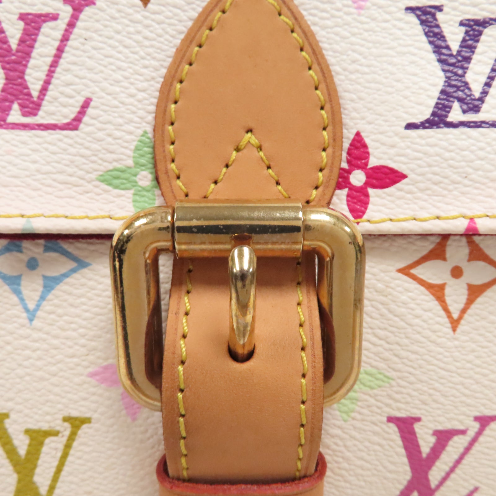 LOUIS VUITTON Monogram Multicolore Aurelia GM金扣肩背袋白色/彩色