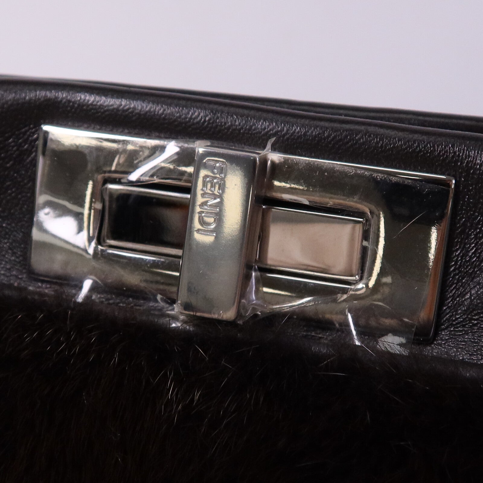 FENDI 狐狸皮毛/蛇皮皮革Peekaboo Large銀扣手挽肩背兩用袋