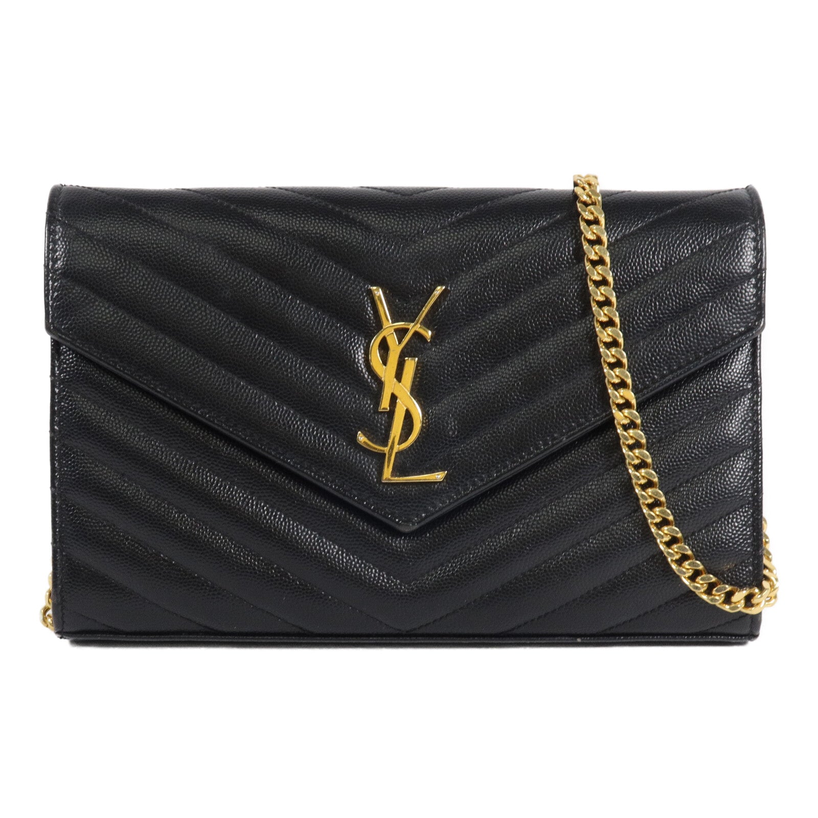 SAINT LAURENT 牛皮皮革Cassandre Envelope鏈帶肩背袋