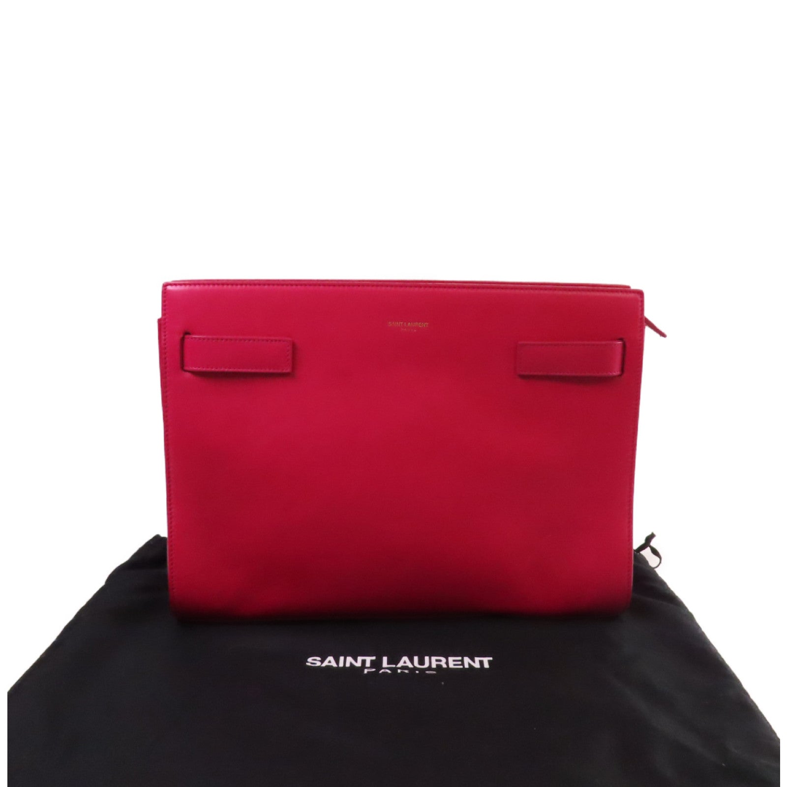 SAINT LAURENT 牛皮皮革Sac de Jour Clutch Bag金扣手拿包粉紅色