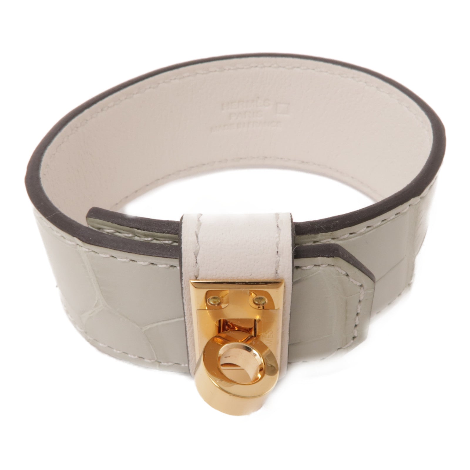 HERMES 鱷魚皮革Kelly Twist金扣手帶