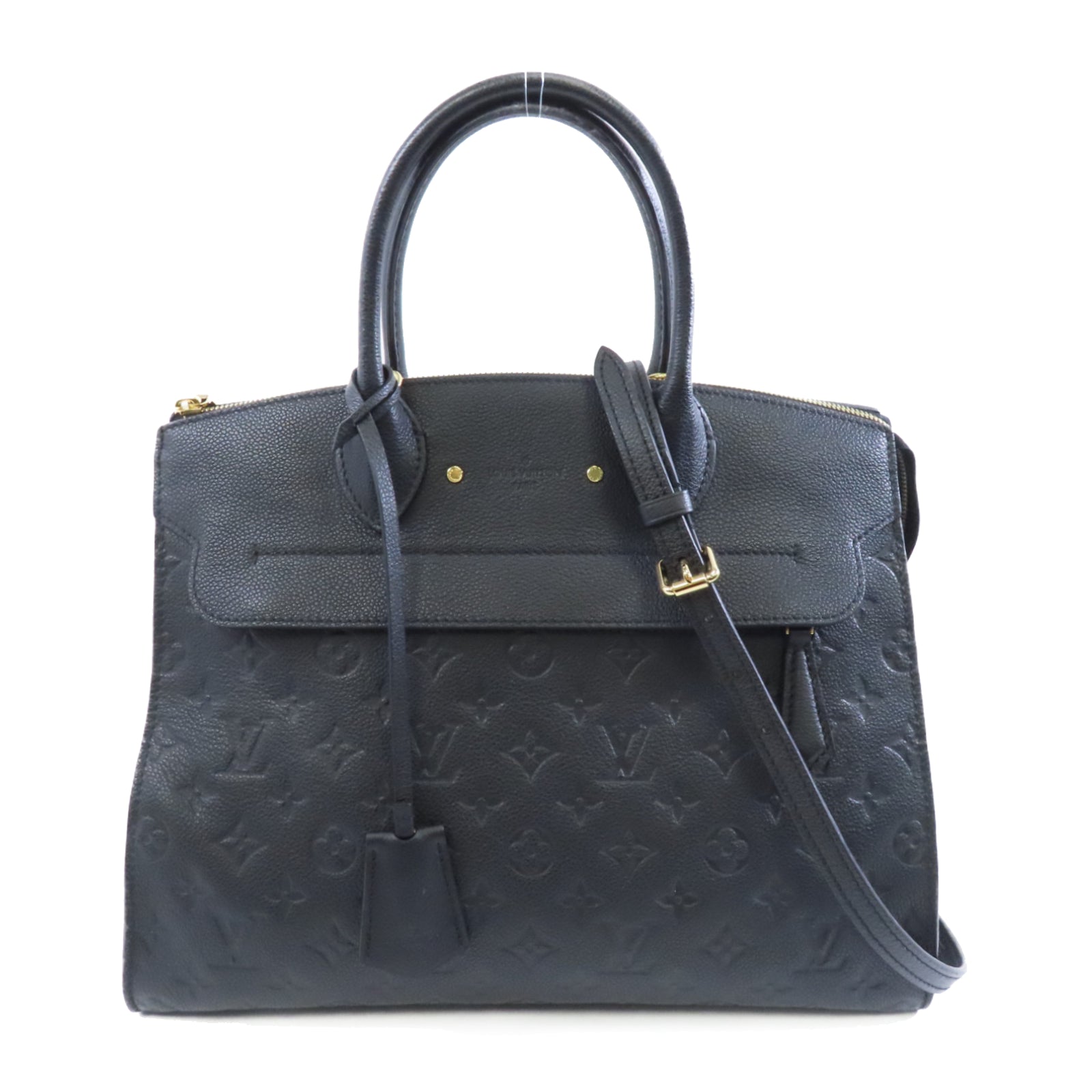 LOUIS VUITTON Monogram Empreinte PontNeuf GM金扣手挽肩背兩用袋黑色