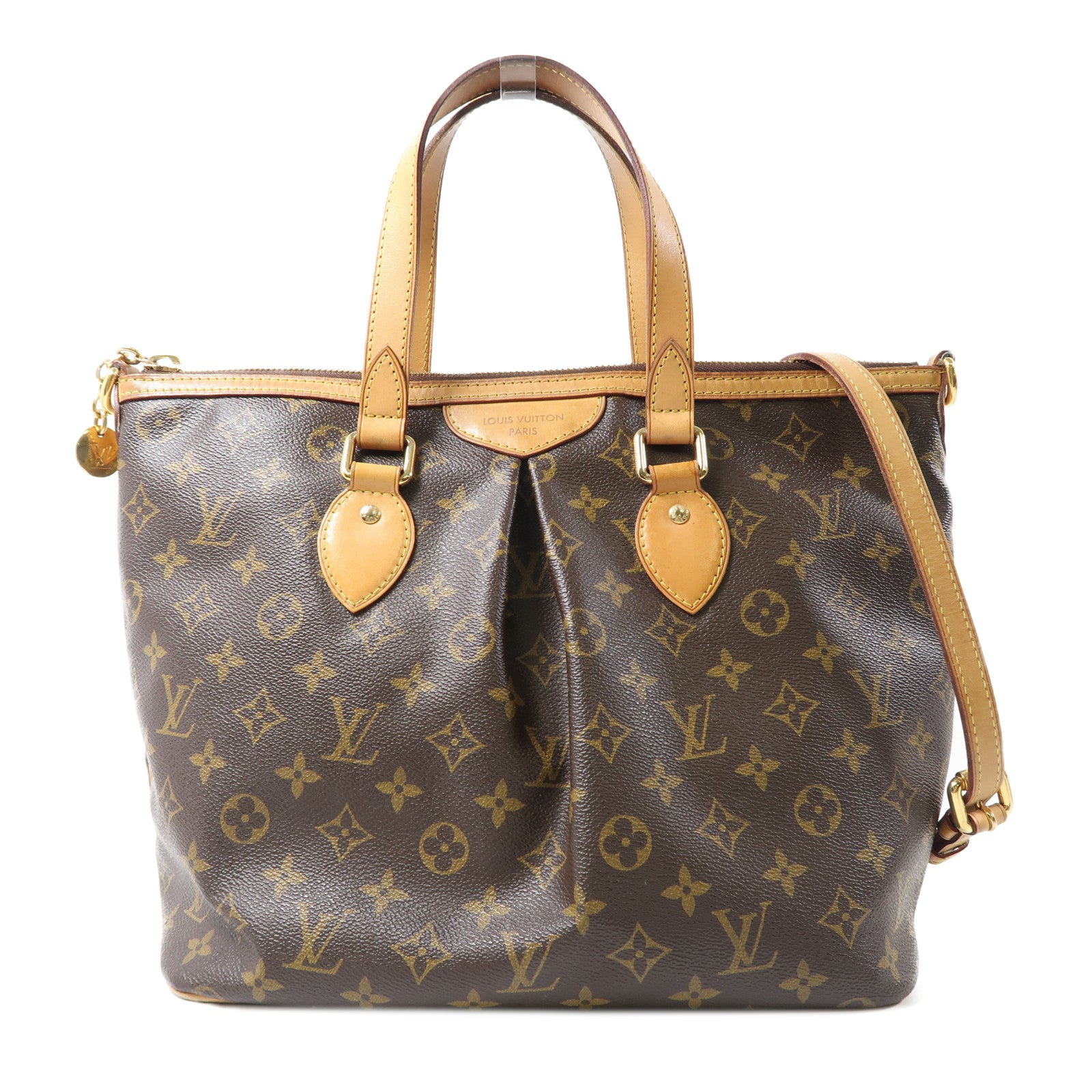 LOUIS VUITTON Monogram Palermo PM金扣手挽肩背兩用袋棕色