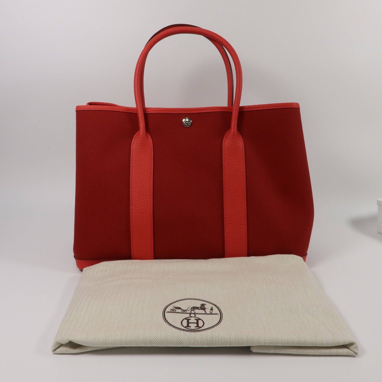 HERMES 帆布GardenParty PM手挽袋Bougainvillea