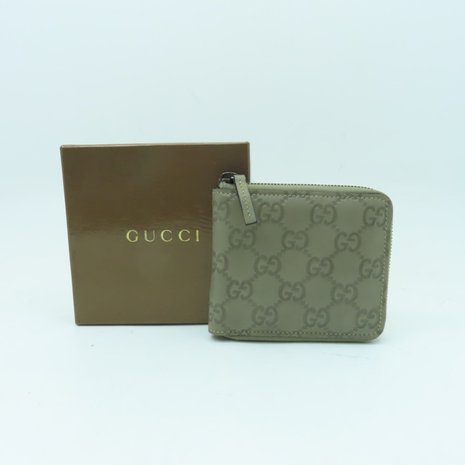 GUCCI 【激減優惠】牛皮皮革Wallet銀扣錢包米色