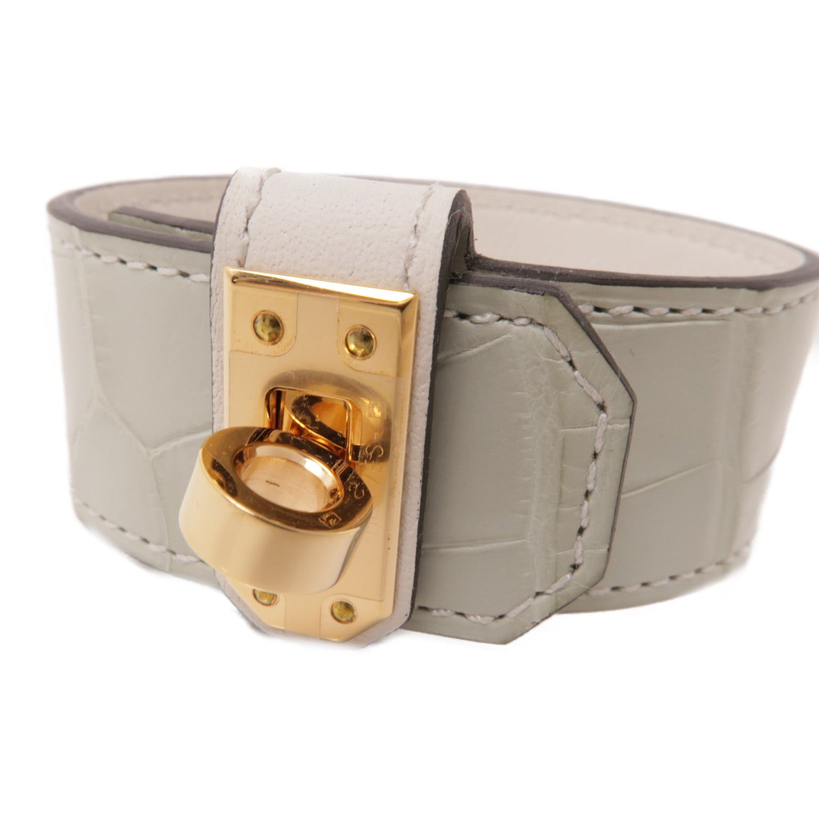 HERMES 鱷魚皮革Kelly Twist金扣手帶