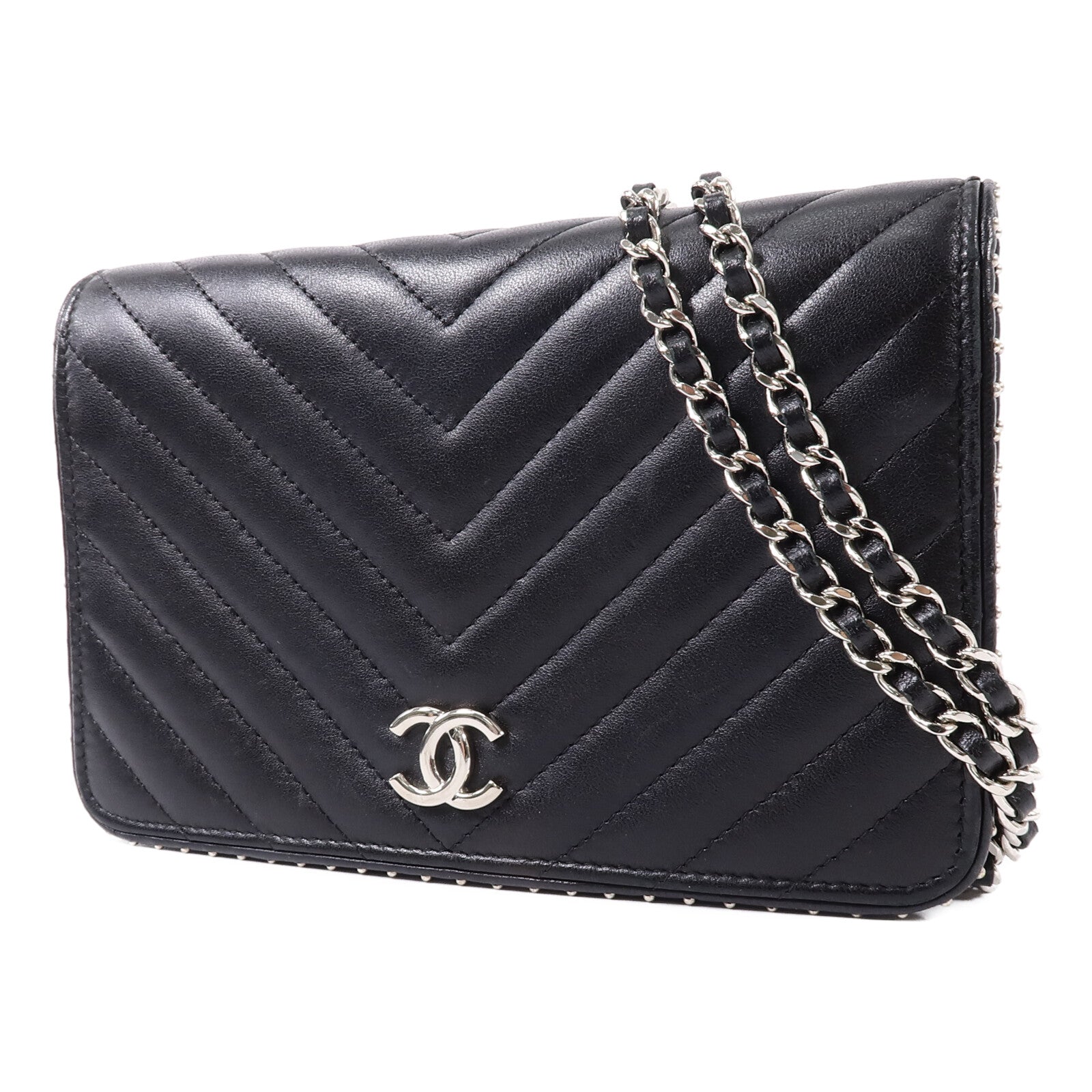 CHANEL 牛皮皮革WOC Wallet On Chain鏈帶肩背袋