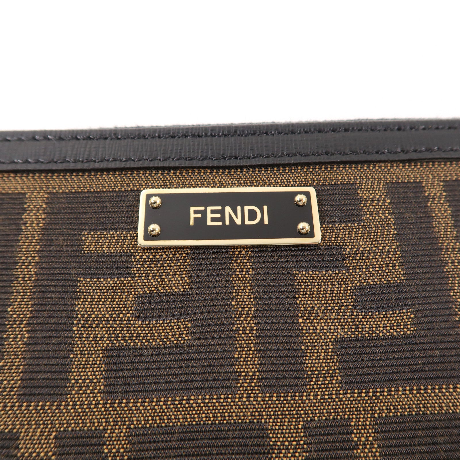 FENDI 帆布Long Round Zipper Wallet金扣長錢包啡色/黑色