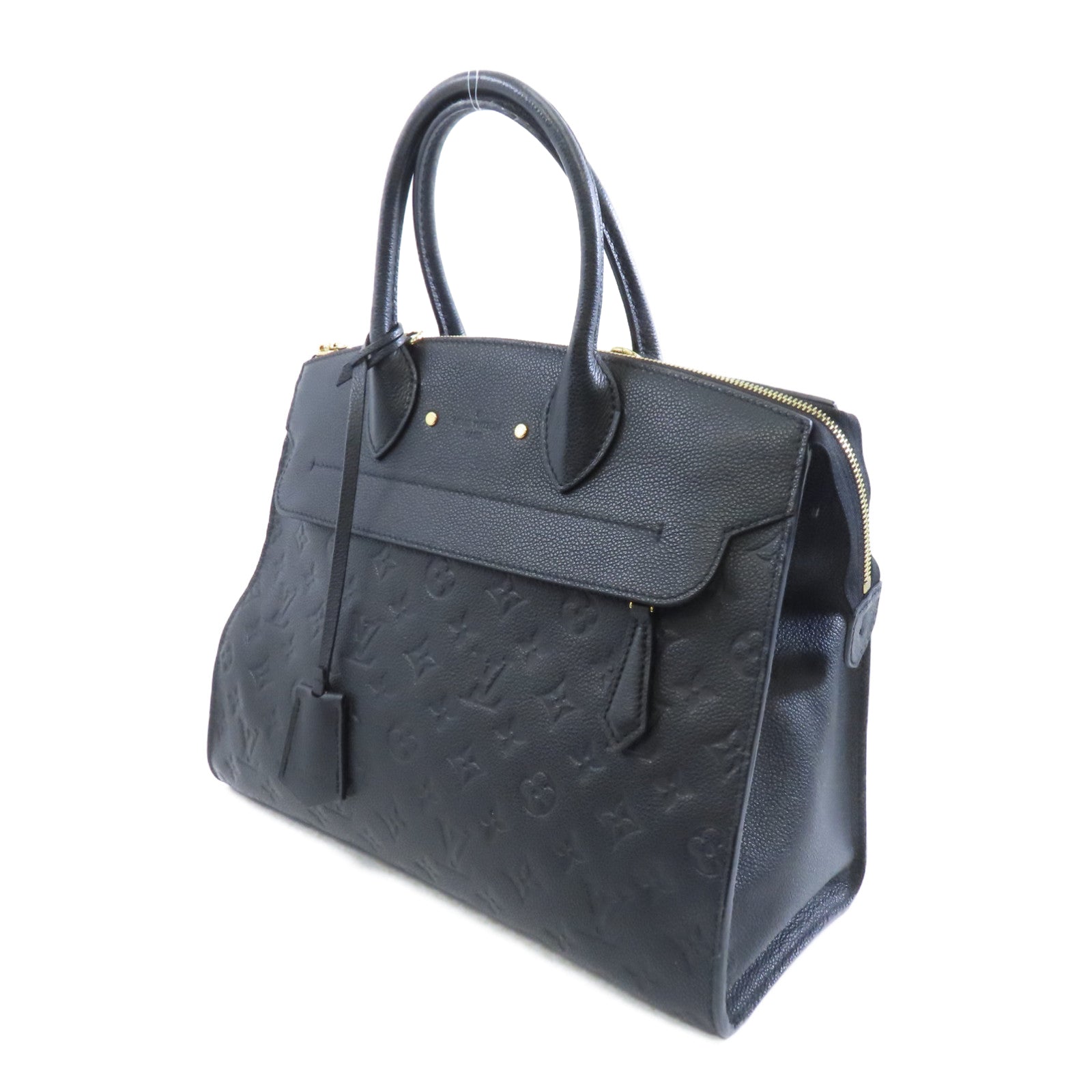 LOUIS VUITTON Monogram Empreinte PontNeuf GM金扣手挽肩背兩用袋黑色