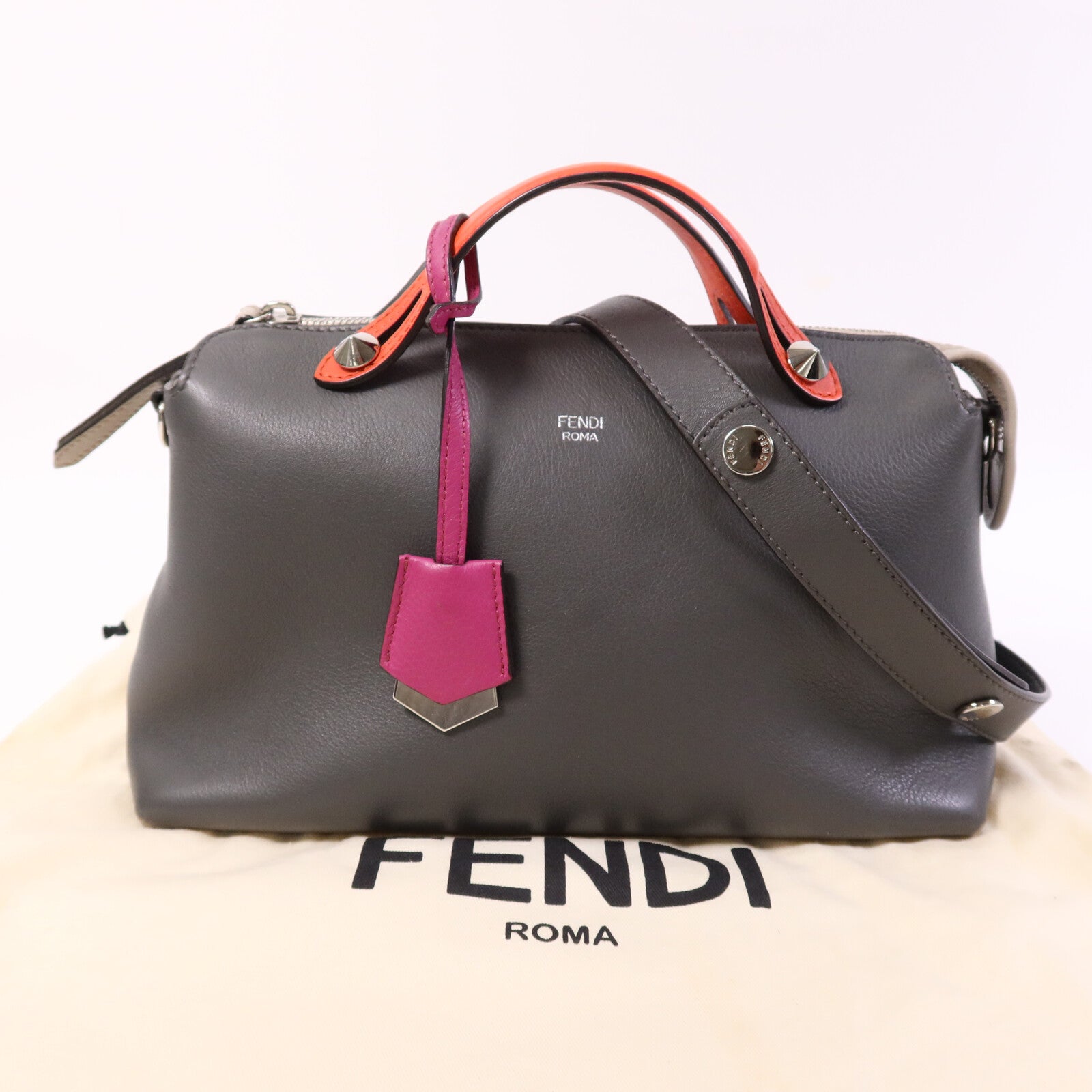 FENDI 牛皮皮革By The Way銀扣手挽肩背兩用袋