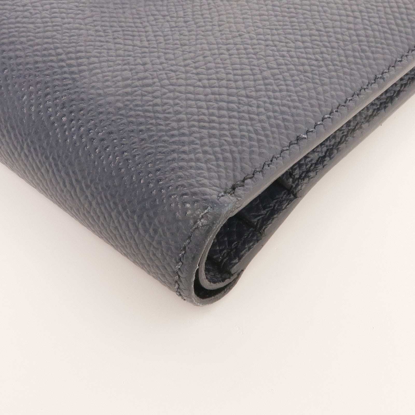 HERMES Epsom皮革Bearn Compact Wallet金扣錢包Bleu Nuit