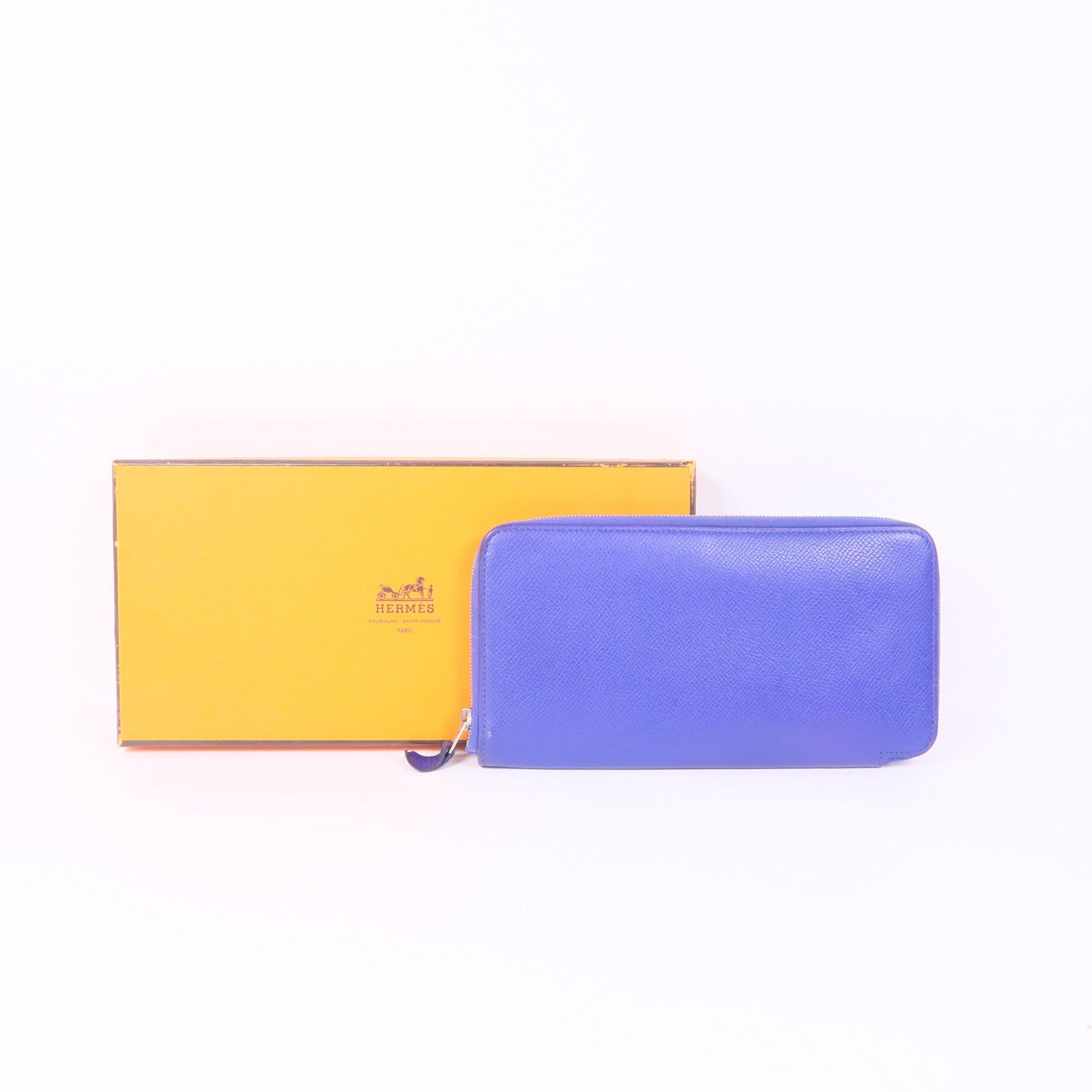 HERMES 【激減優惠】Epsom皮革Silk In Wallet銀扣長錢包Bleu Electrique