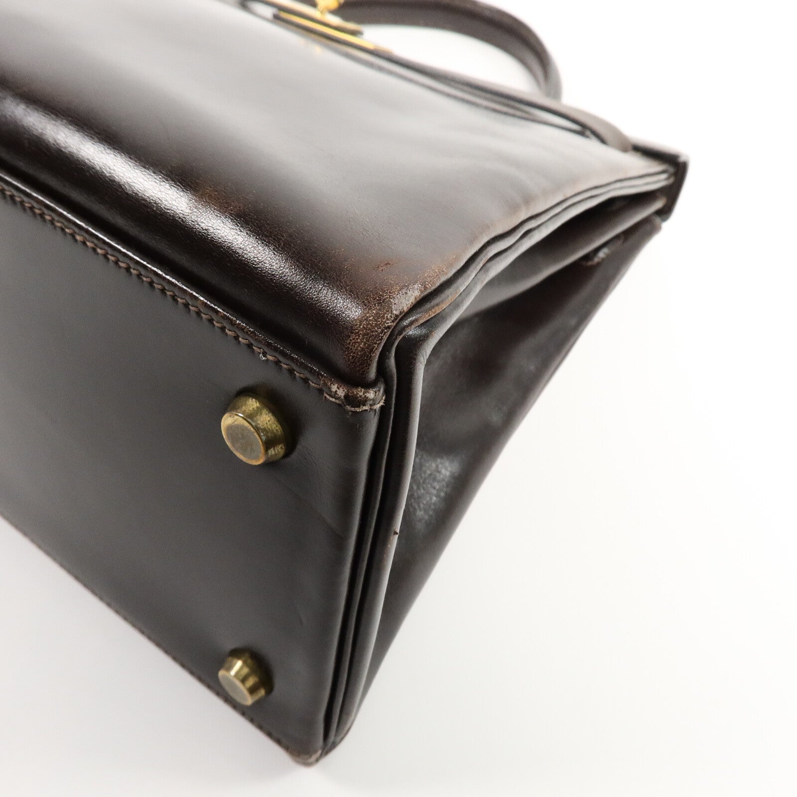 HERMES Box Calf皮革Kelly 32手挽肩背兩用袋Brown