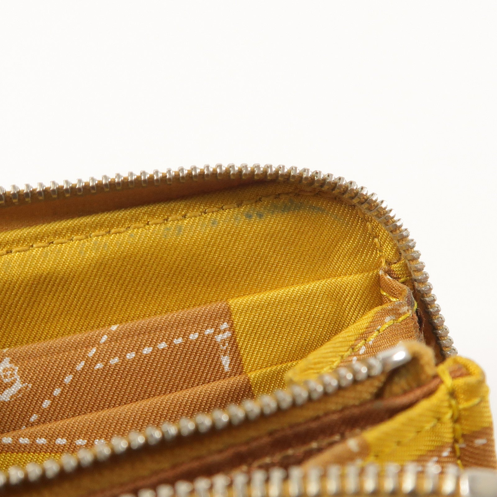 HERMES Epsom皮革/絲質Silk In Compact錢包Gold