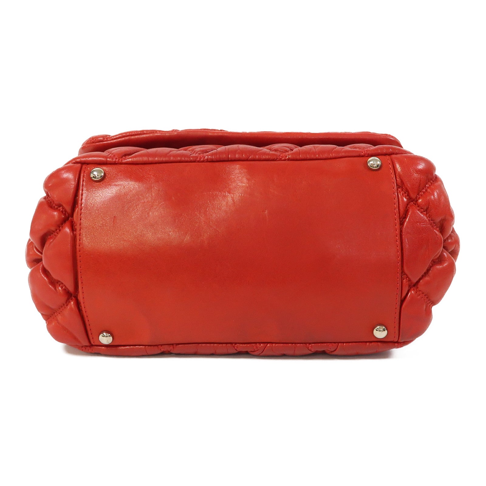 CHANEL 菱格牛皮皮革Shoulder Bag銀扣鏈帶肩背袋紅色