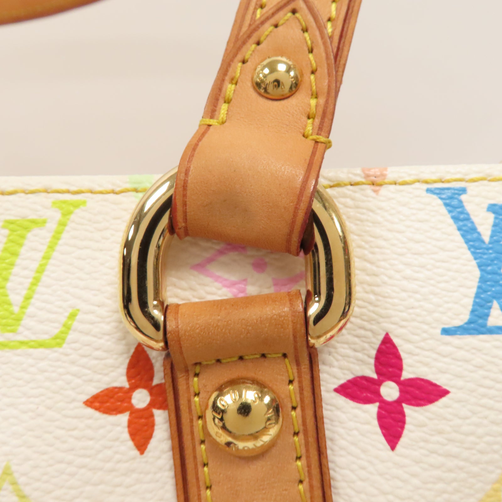 LOUIS VUITTON Monogram Multicolore Aurelia GM金扣肩背袋白色/彩色