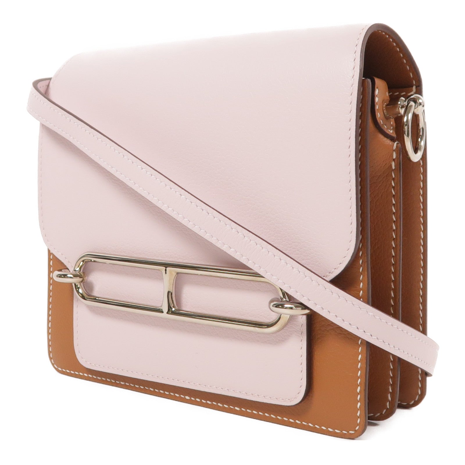 HERMES Evercolor皮革Roulis銀扣肩背袋