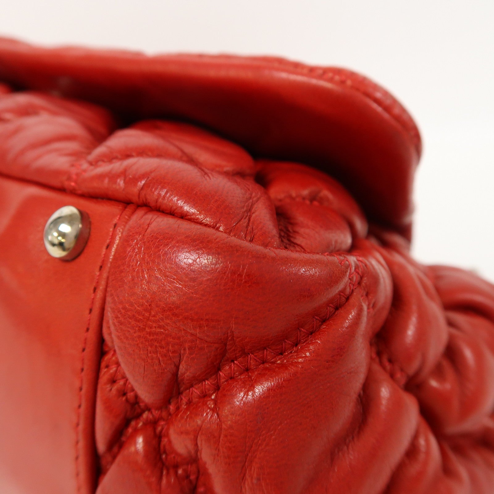 CHANEL 菱格牛皮皮革Shoulder Bag銀扣鏈帶肩背袋紅色