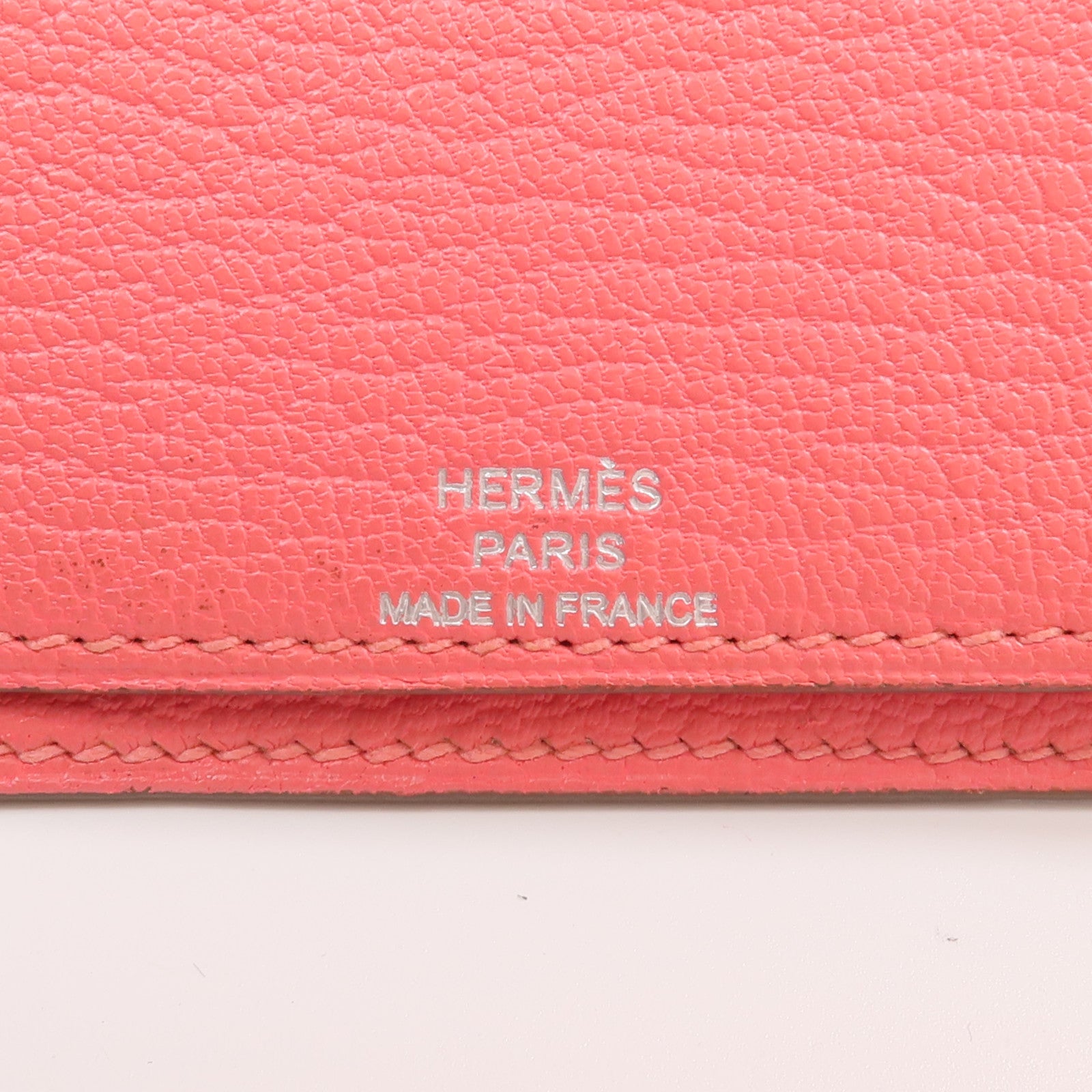 HERMES 山羊皮革Evelyne Long Wallet長錢包Rose Lipstick